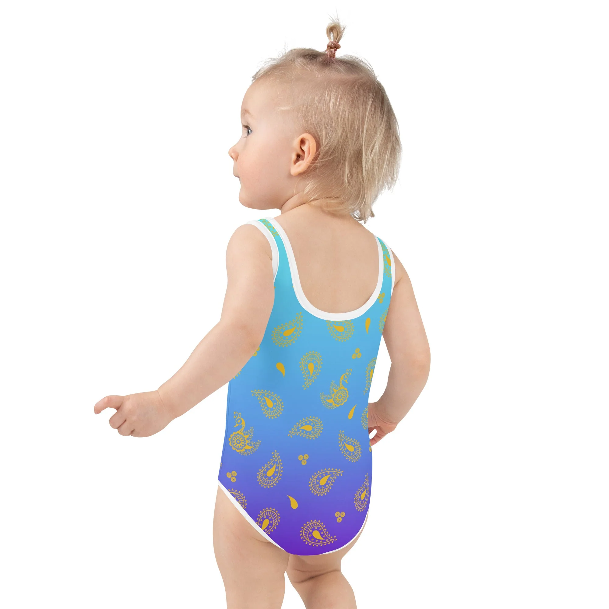 Peacock Henna Girls' Swimsuit – Graceful, Bold, and Made to Move - Image 3