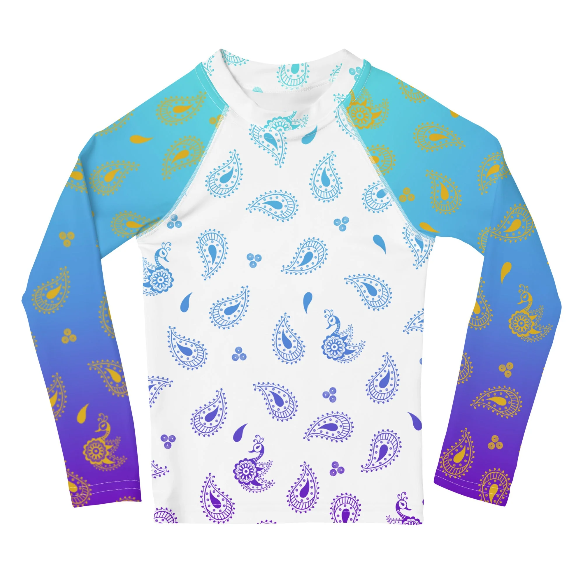 Peacock Henna Kids' Rash Guard – Elegance Meets Sun Protection - Image 2