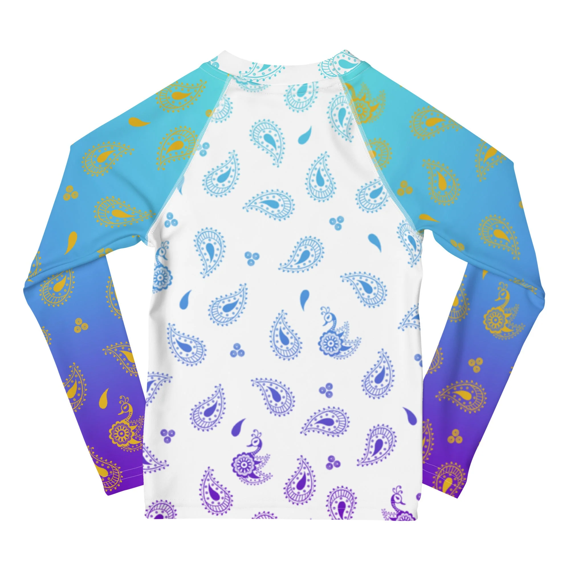 Peacock Henna Kids' Rash Guard – Elegance Meets Sun Protection - Image 6