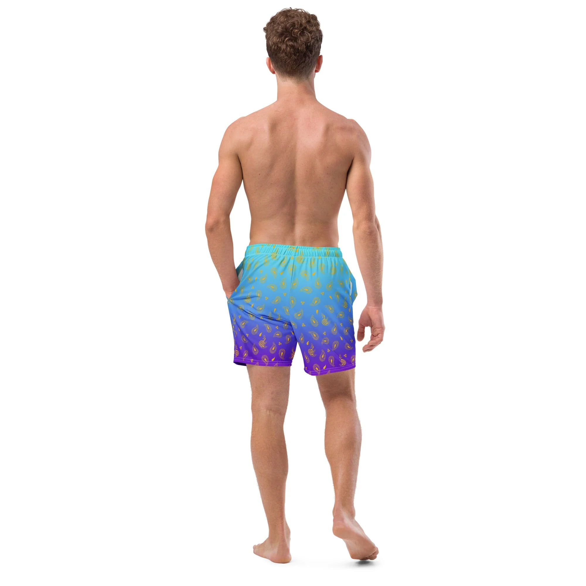 Peacock Henna Swim Trunks - Regal Design Meets All-Day Comfort - Image 3