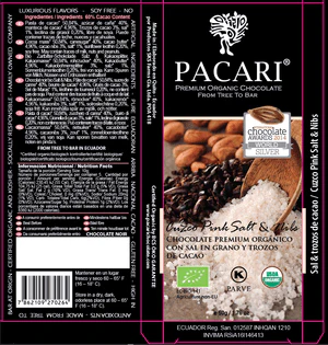 Pink Sea Salt and Nibs Organic Chocolate Bar - Image 3