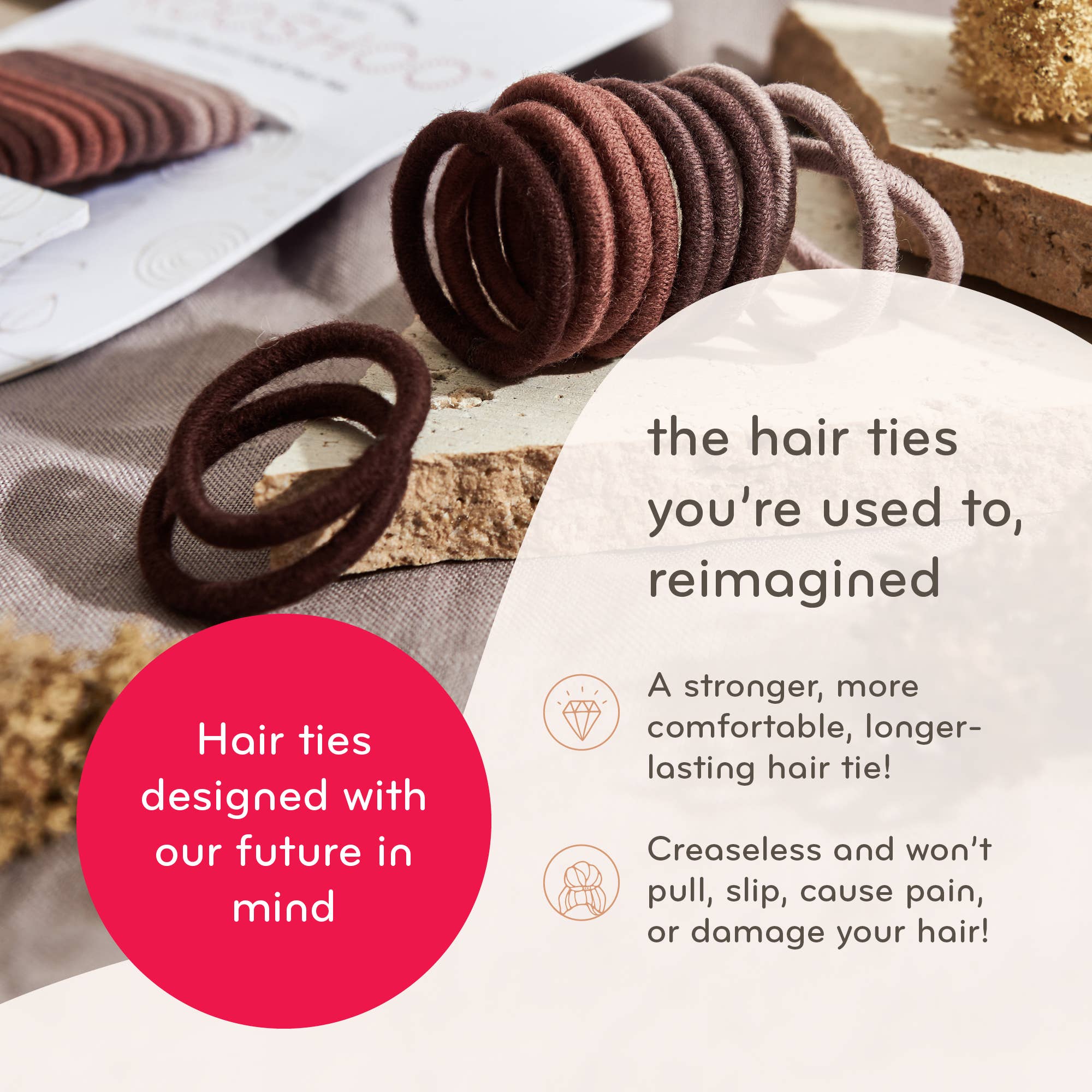 Plastic-free Round Hair Ties - Mini 12-pack - Dark Hues - Image 4