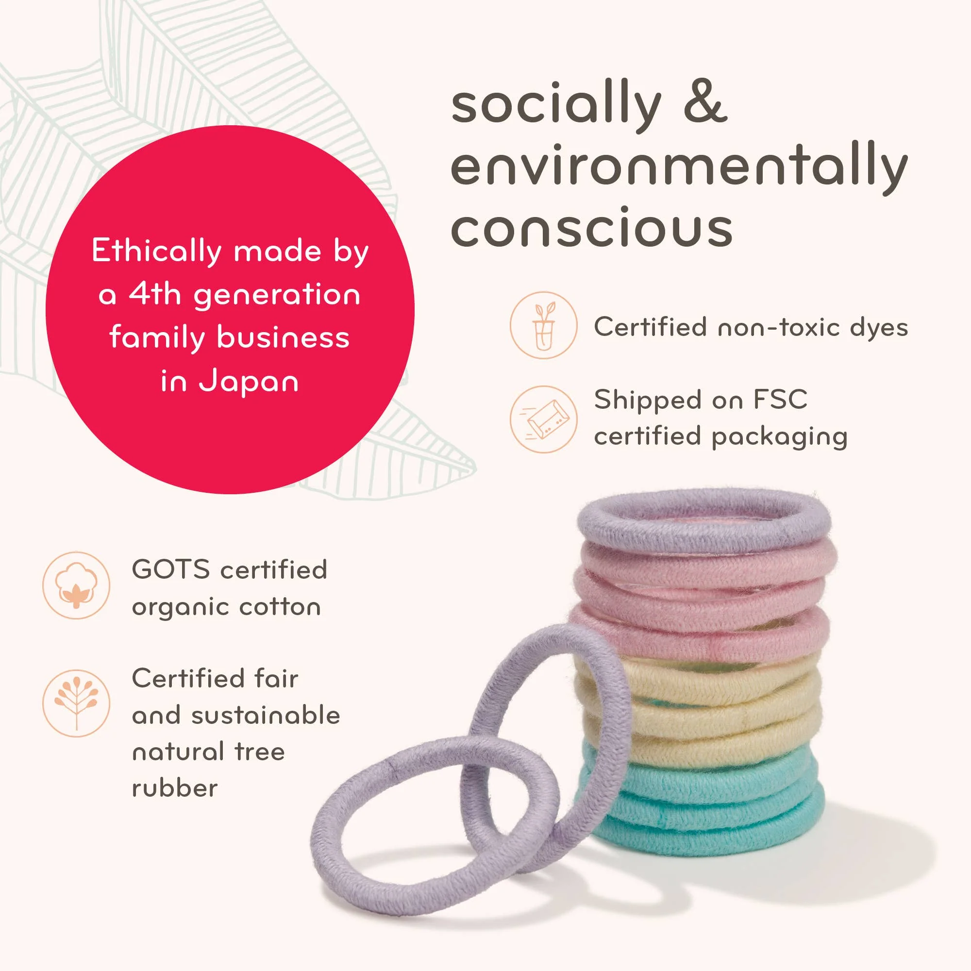 Plastic-free Round Hair Ties - Mini 12-pack - Golden Fibres - Image 4