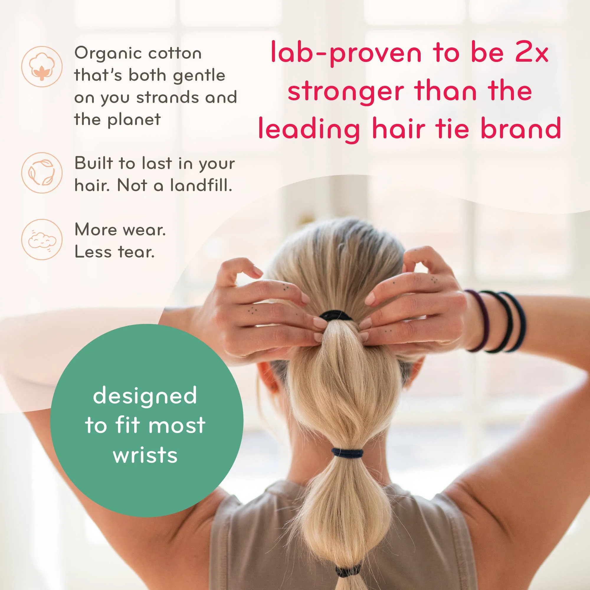 Plastic-free Round Hair Ties - Mondo 8-pack - Pastel Blooms - Image 6