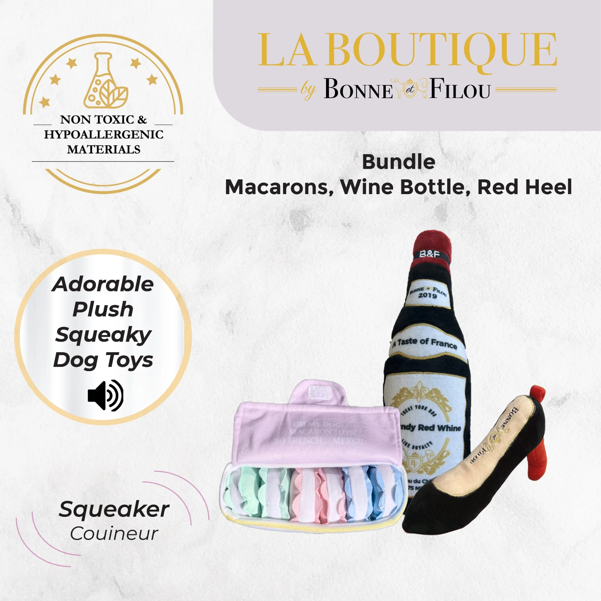Plush Squeaky Dog Toy Set- Large - Image 2