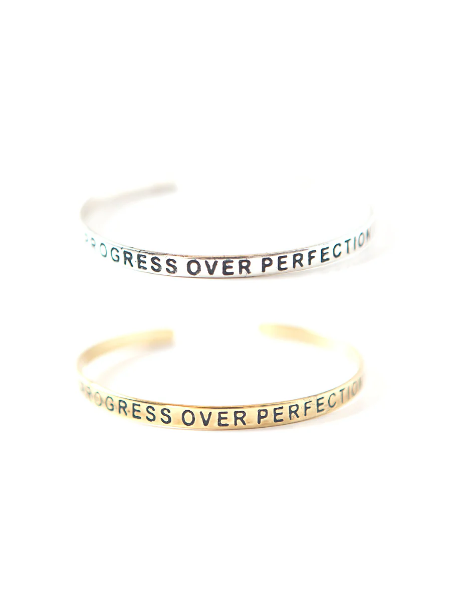 Progress Over Perfection Quote Cuff - Image 3