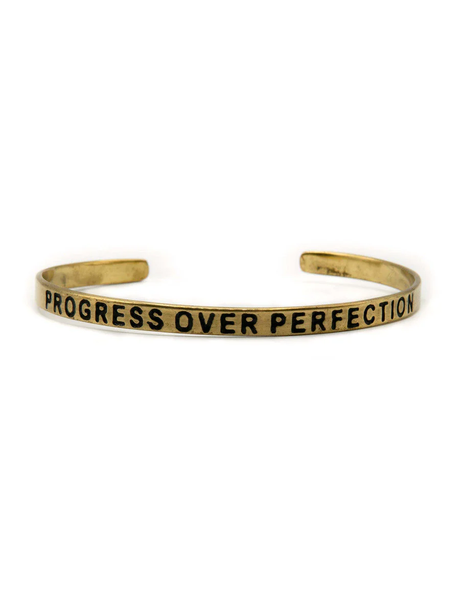 Progress Over Perfection Quote Cuff - Image 7