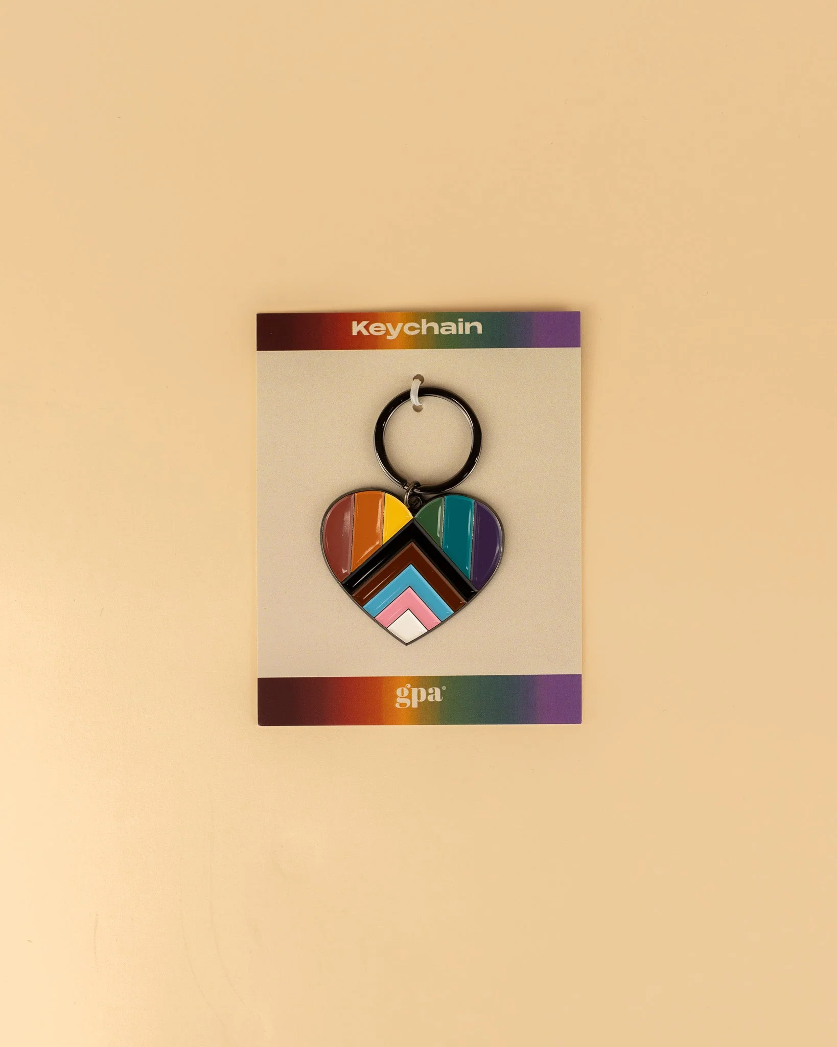 Progressive Pride Heart Enamel Keychain - Image 2