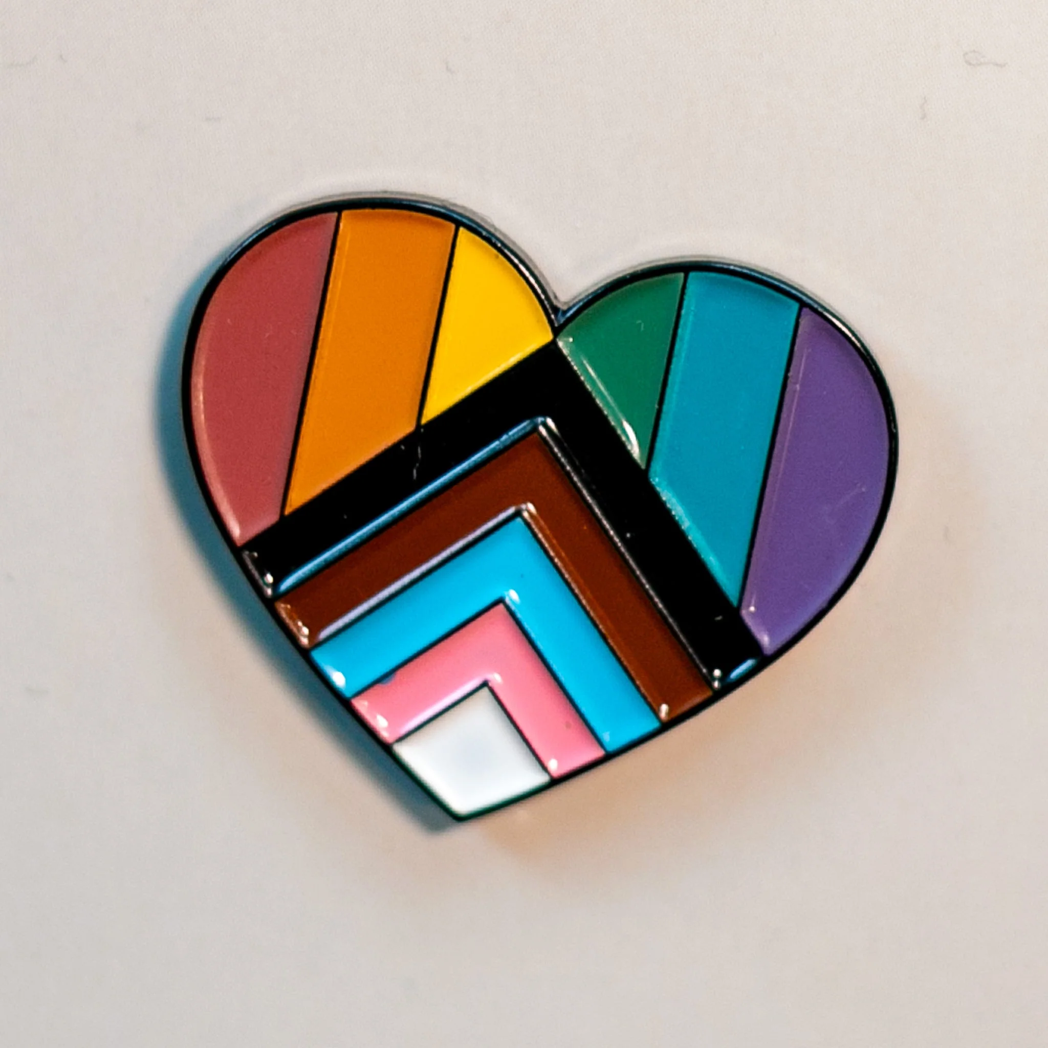 Progressive Pride Heart Enamel Pin - Image 2