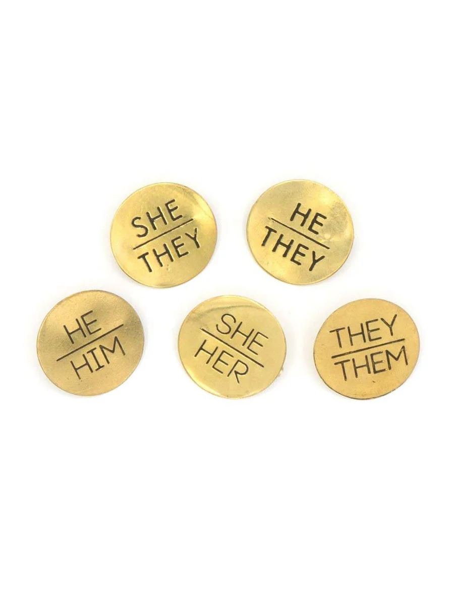 Pronoun Pins - Brass - Image 3
