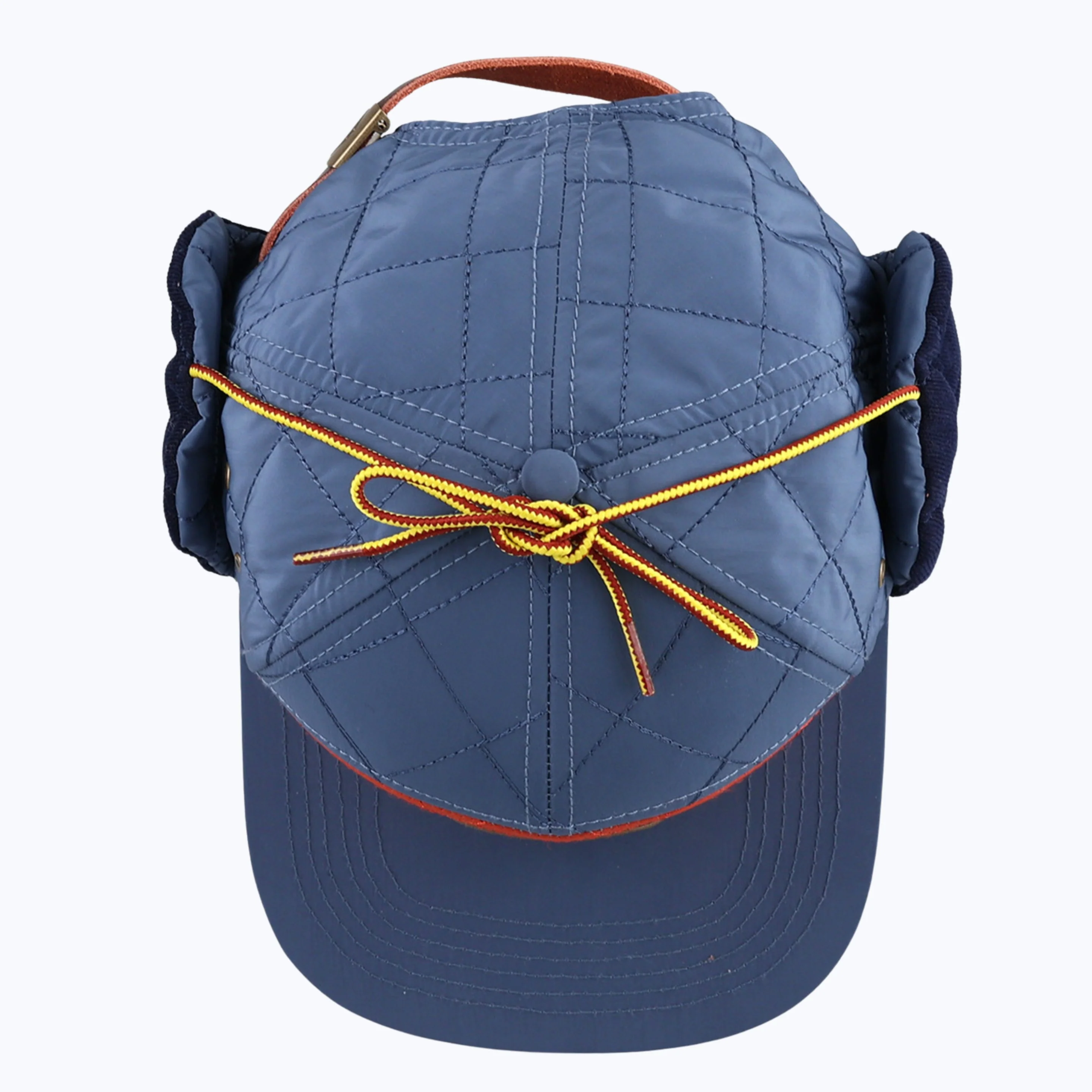 Protect Our Parks Bear 7 Panel Quilted Trapper Outdoor Cap - Navy/Orange - Image 3