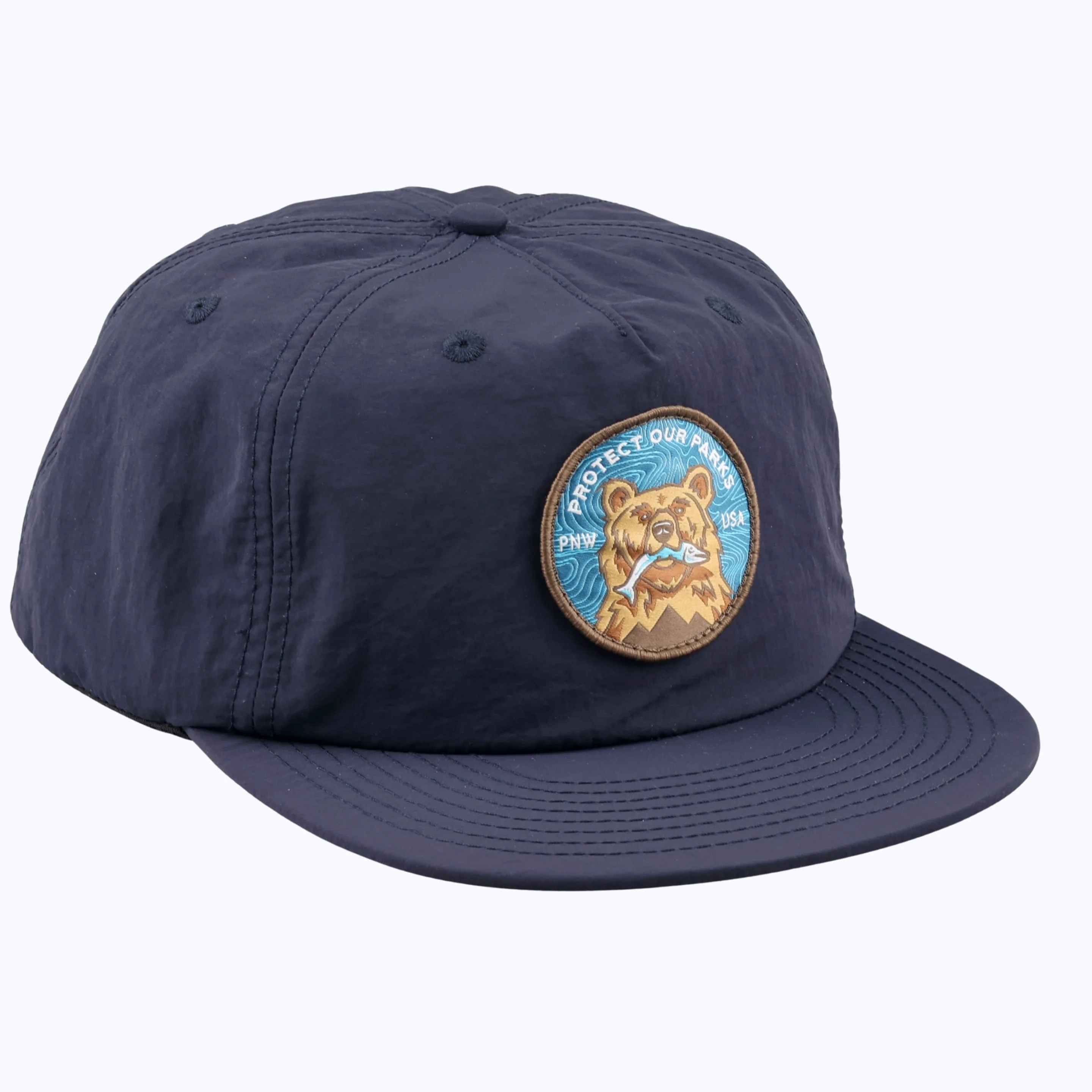 Protect Our Parks Bear Patch Nylon Snapback Cap - Navy - Image 2