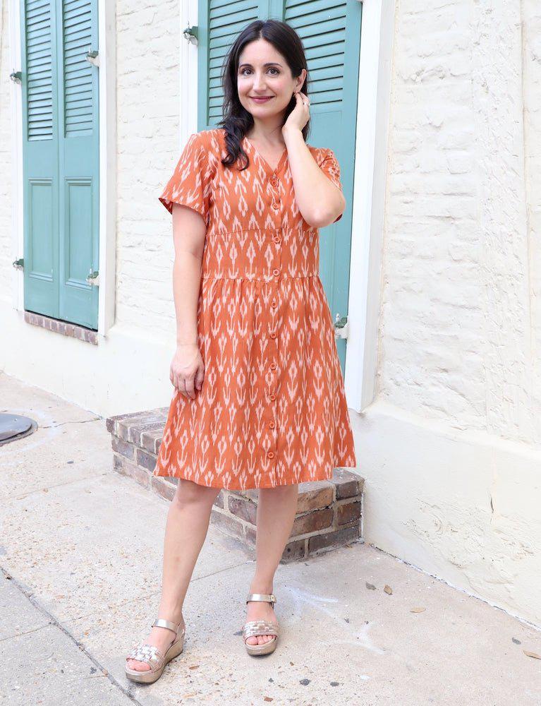 Pumpkin Spice Organic Cotton Button Dress - Image 2
