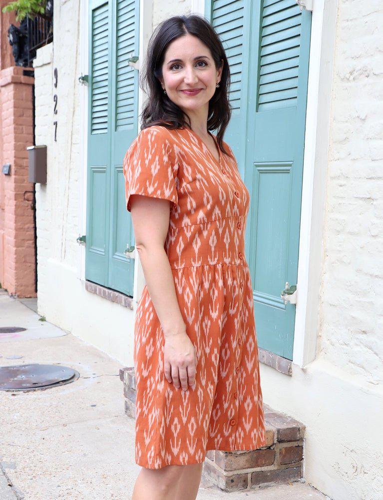 Pumpkin Spice Organic Cotton Button Dress - Image 3