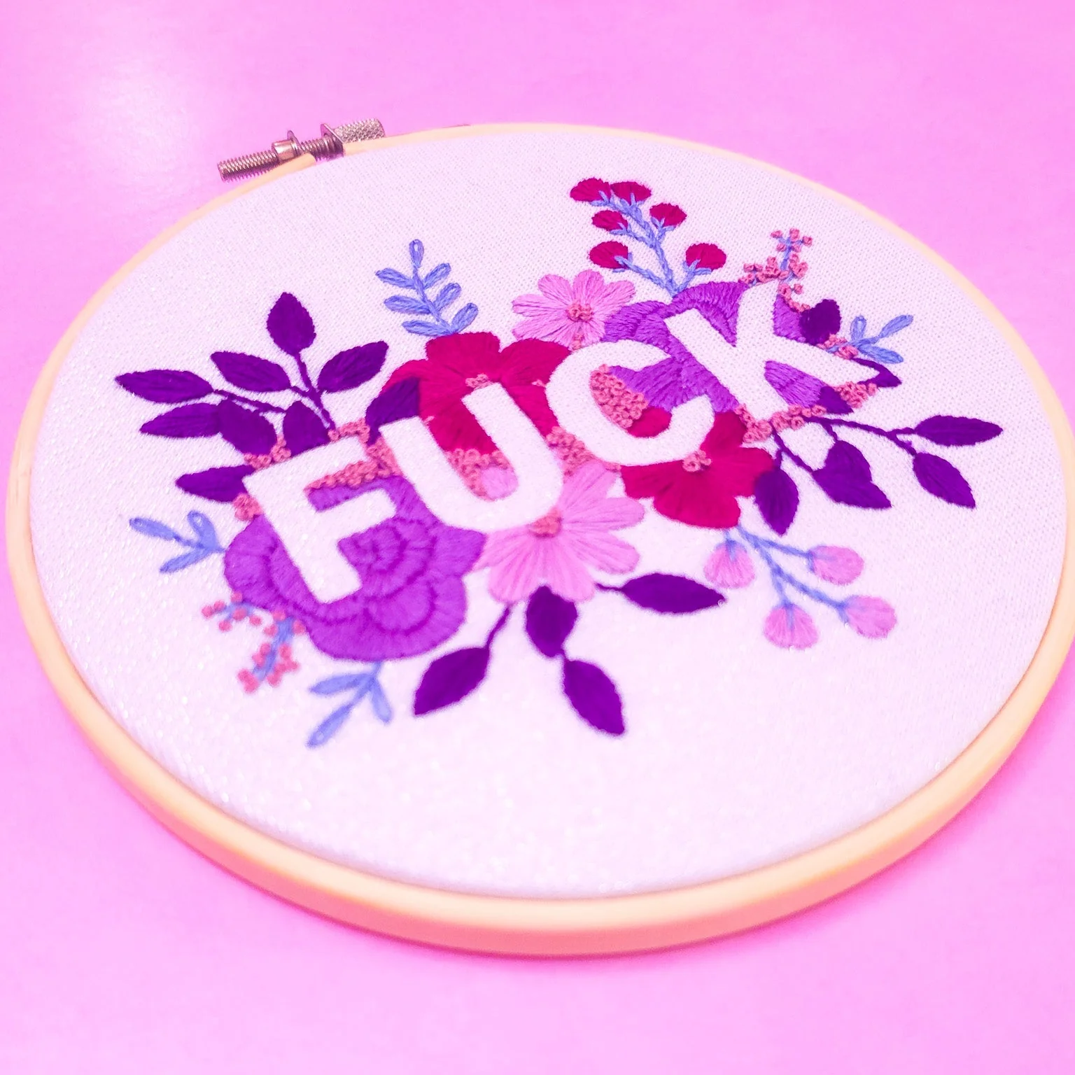 Purple Negative Space FUCK Embroidery Kit - Beginner Friendly - Image 5