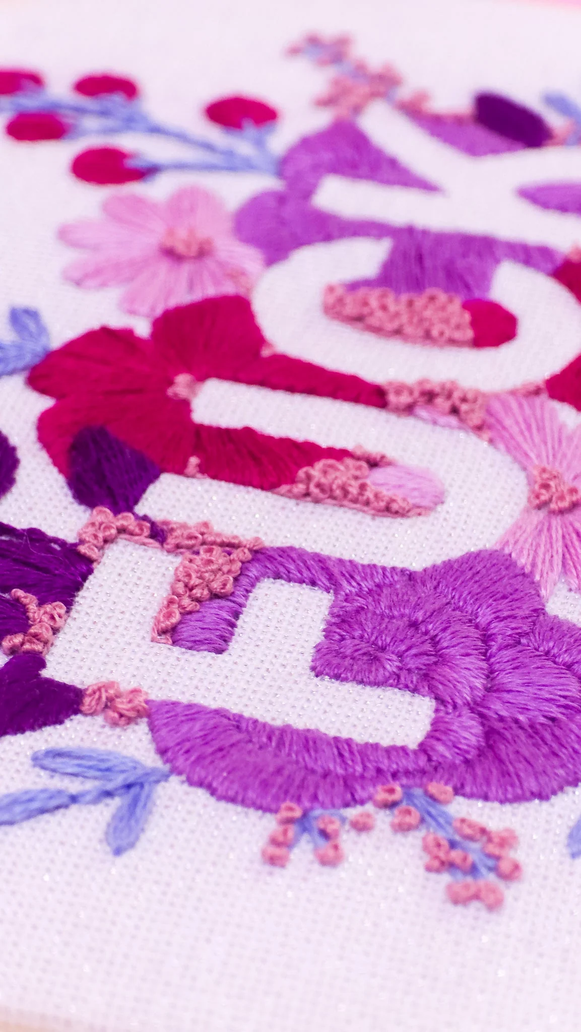 Purple Negative Space FUCK Embroidery Kit - Beginner Friendly - Image 6
