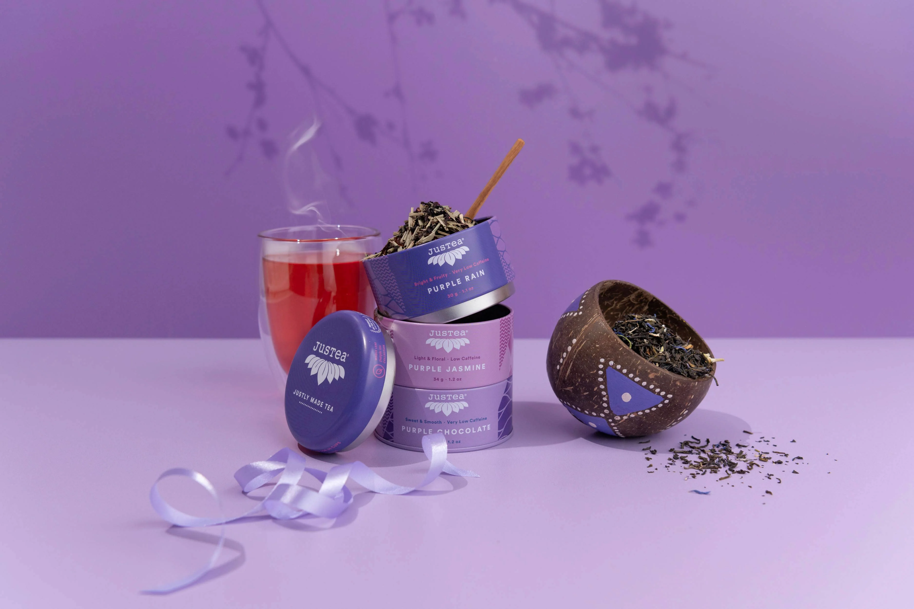Purple Tea Trio Tin & Spoon - Organic, Fair-Trade Tea Gift - Image 3