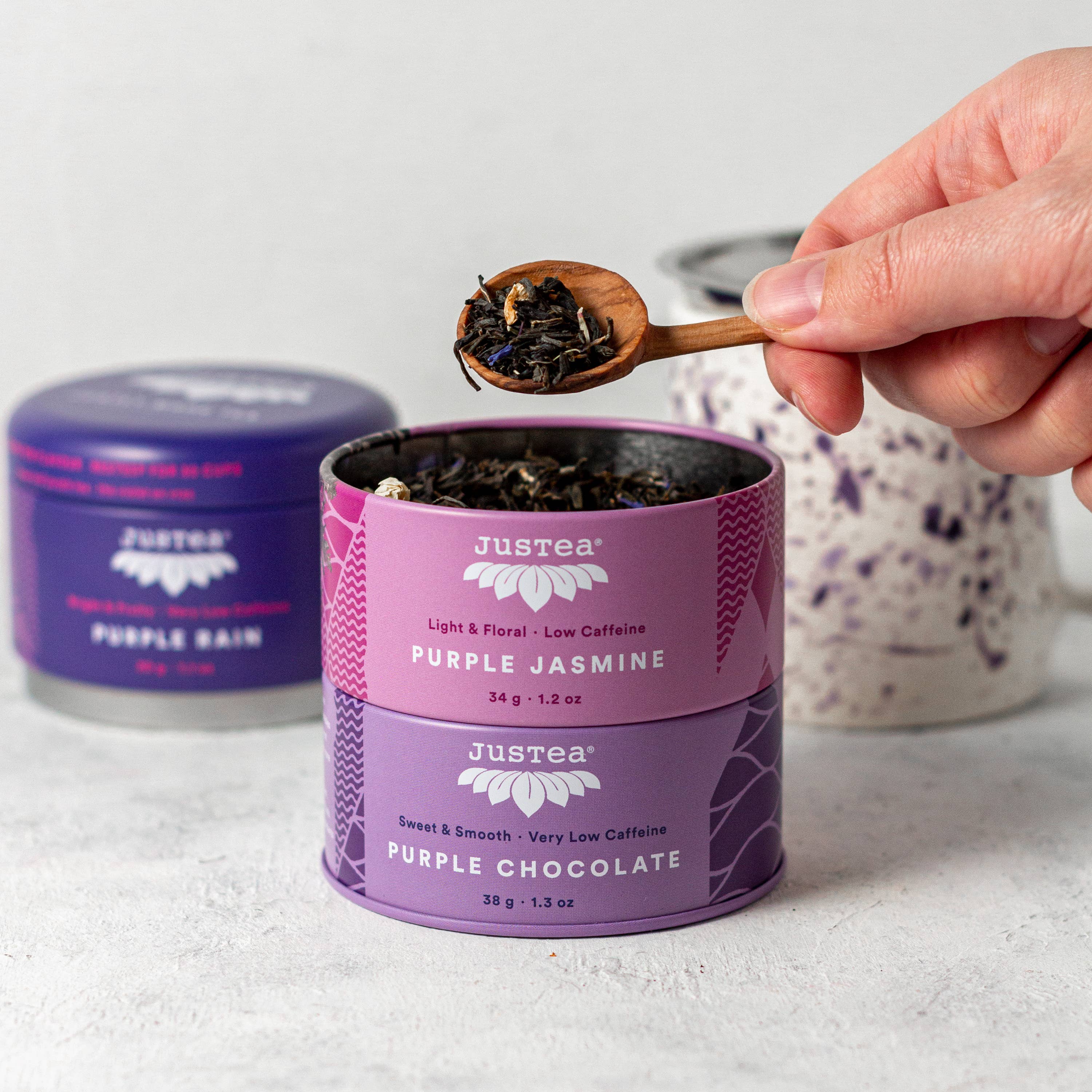 Purple Tea Trio Tin & Spoon - Organic, Fair-Trade Tea Gift - Image 8