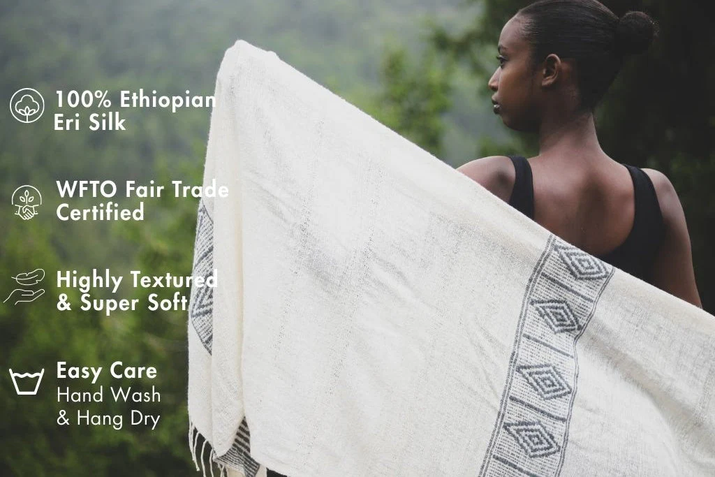 Queen Menon Handwoven Ethiopian Silk Shawl - Image 2