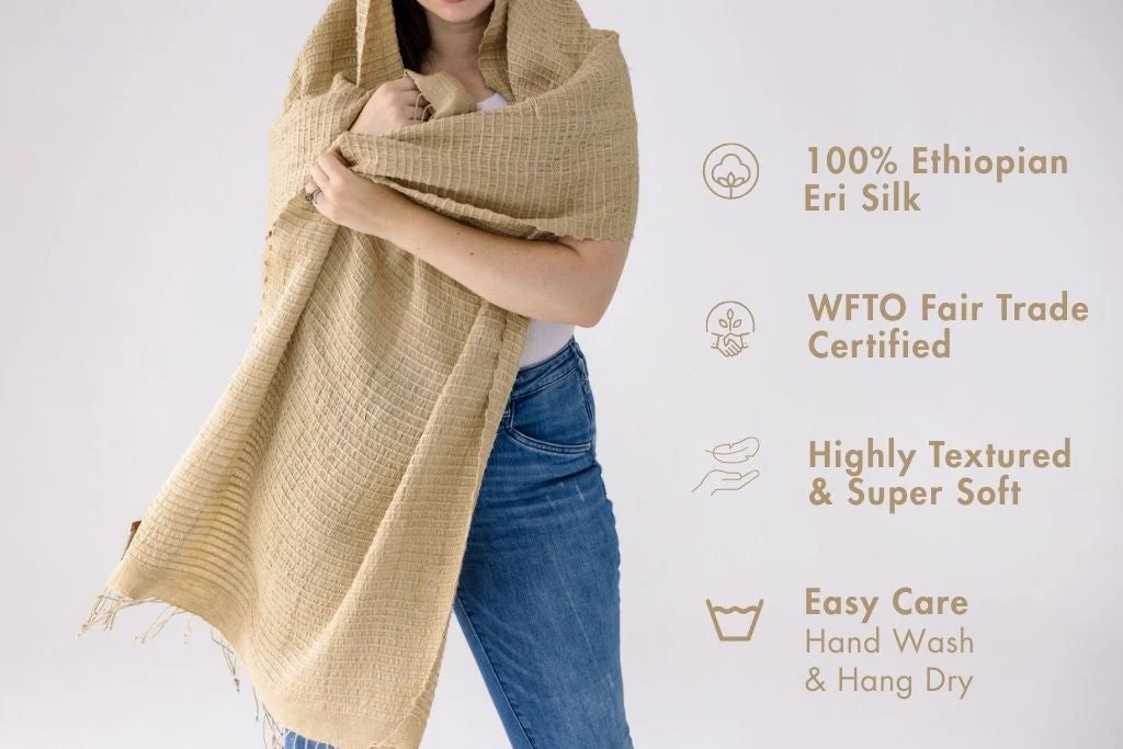 Queen Saba Handwoven Ethiopian Silk Shawl - Image 2