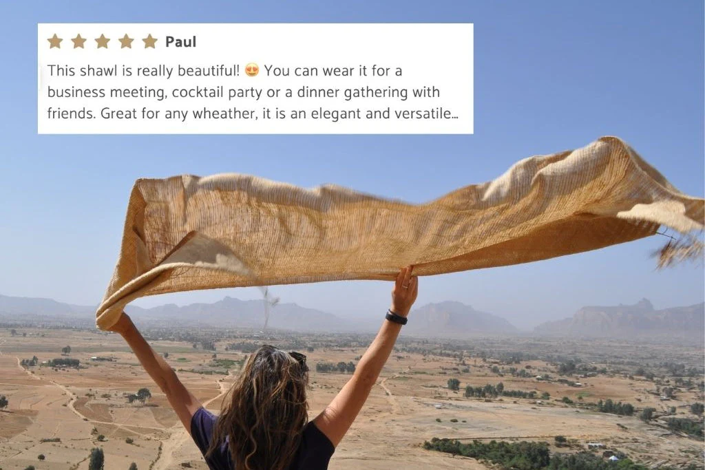 Queen Saba Handwoven Ethiopian Silk Shawl - Image 3