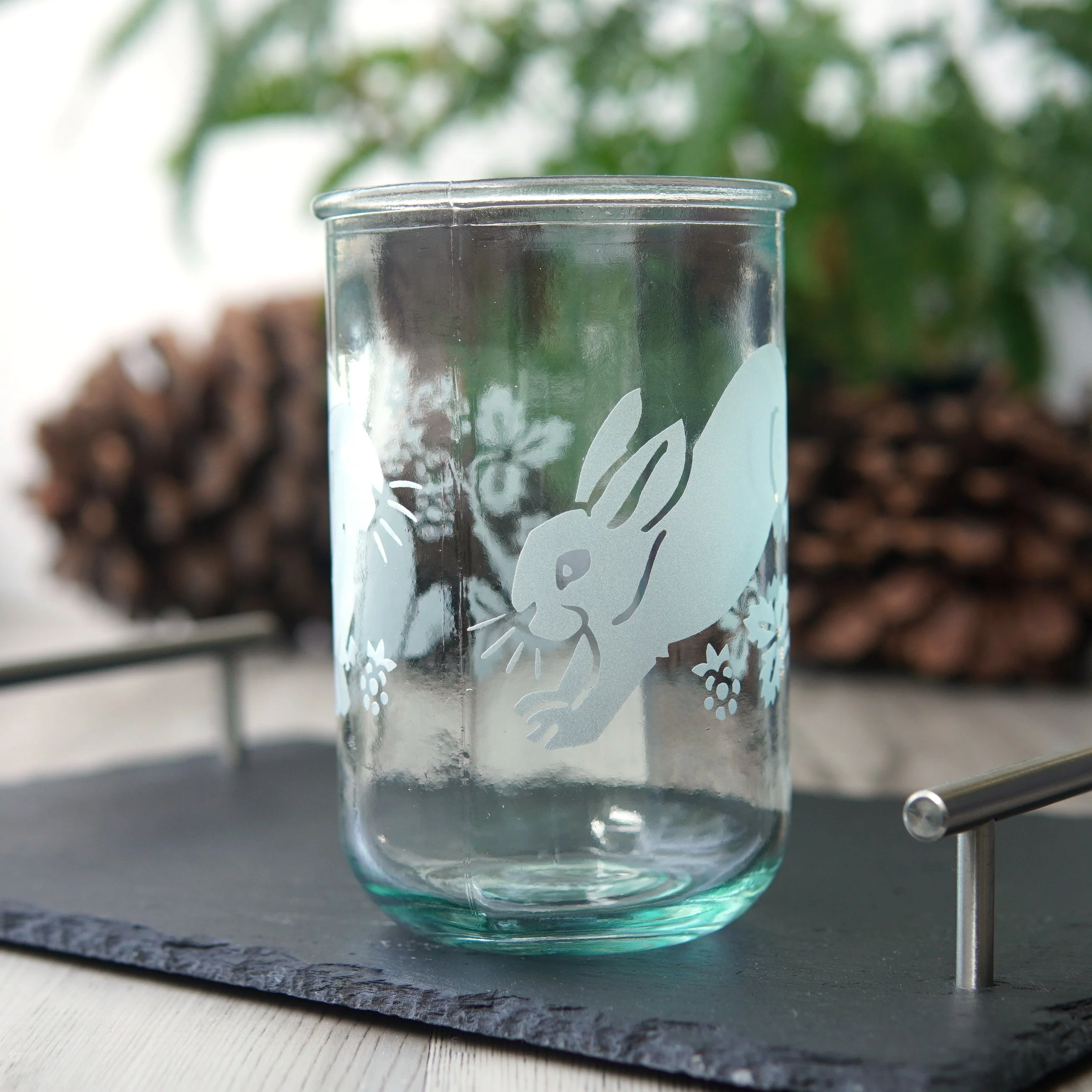 Rabbit Rustic Recycled Glass Candle Cup - Image 3