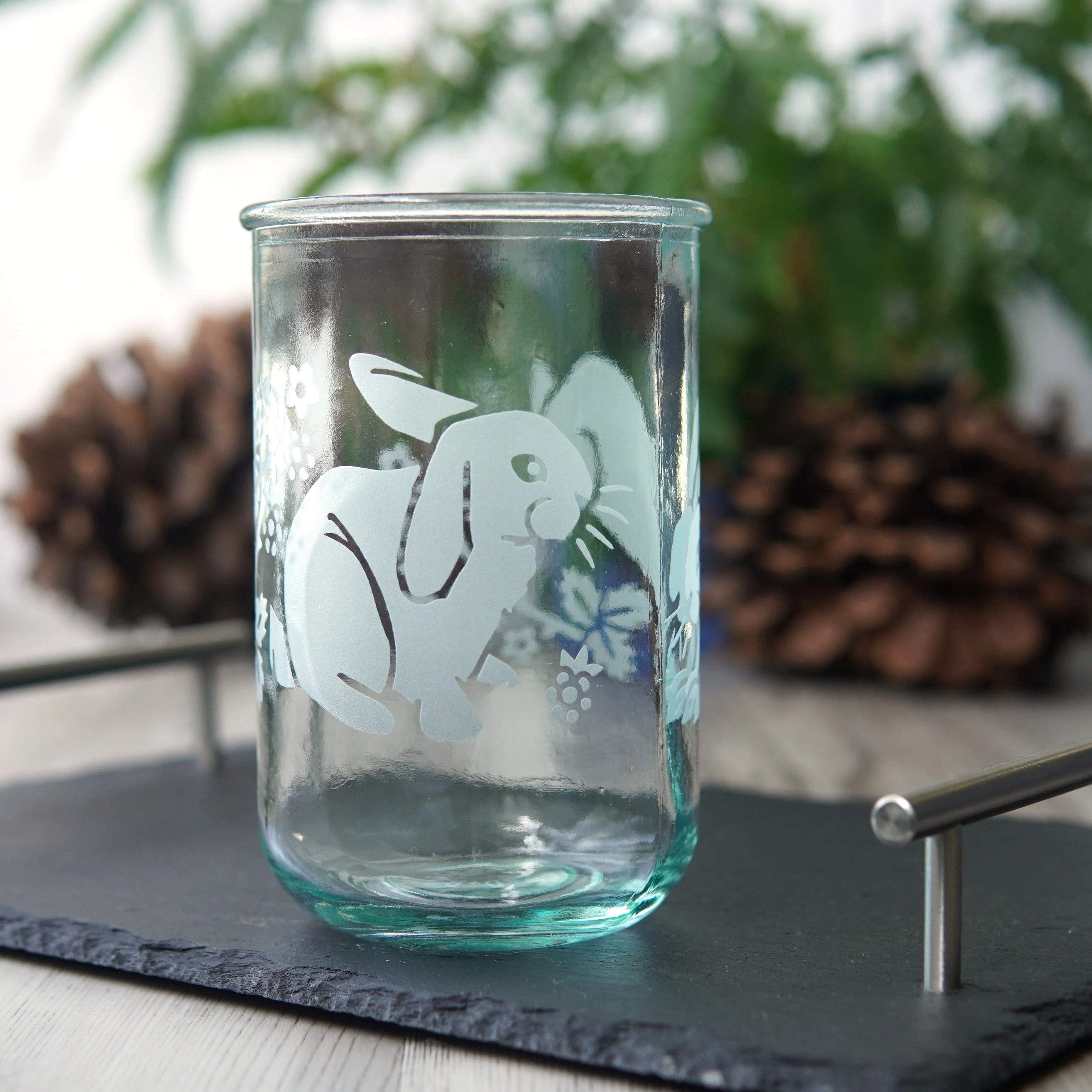 Rabbit Rustic Recycled Glass Candle Cup - Image 4