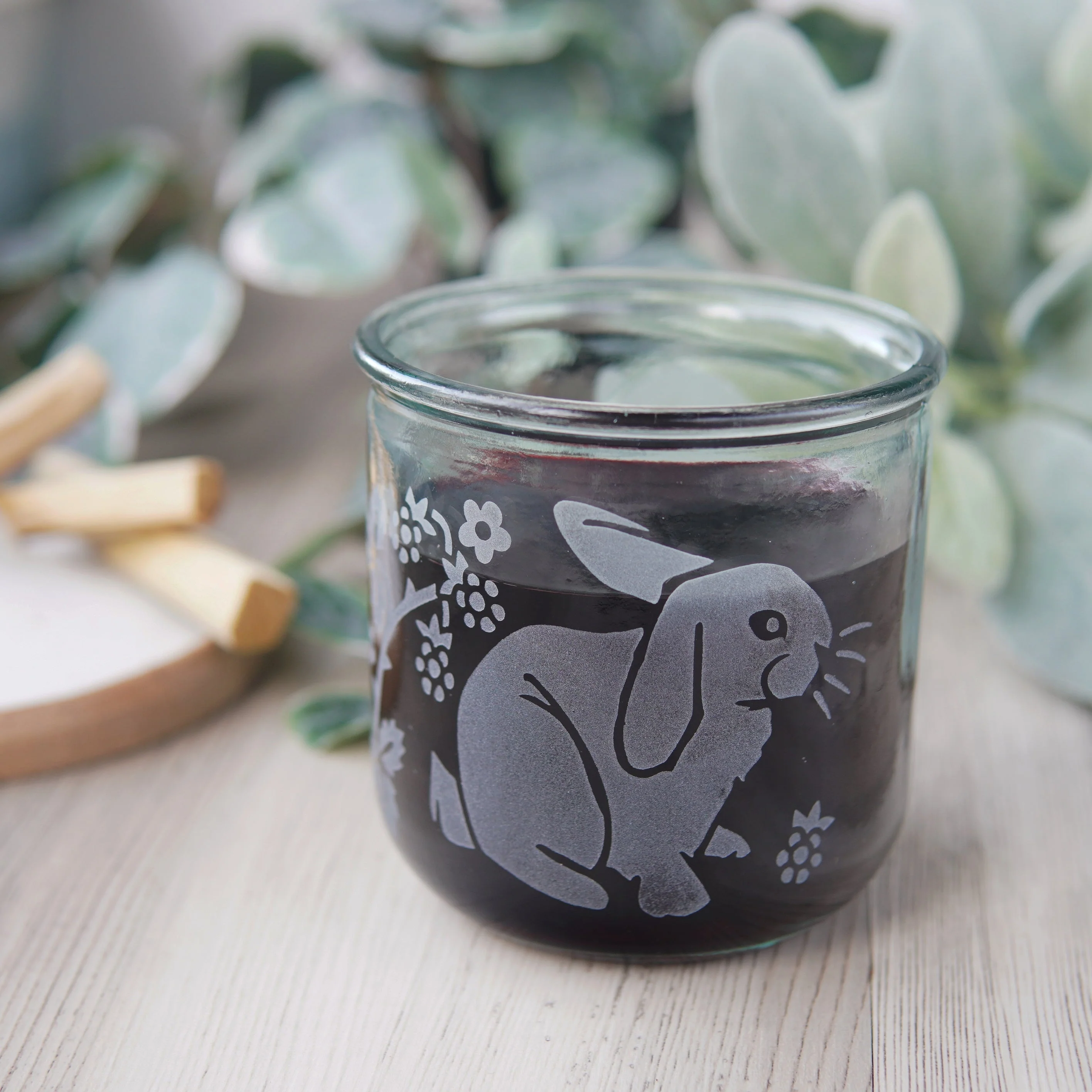 Rabbit Rustic Recycled Glass Candle Cup - Image 6