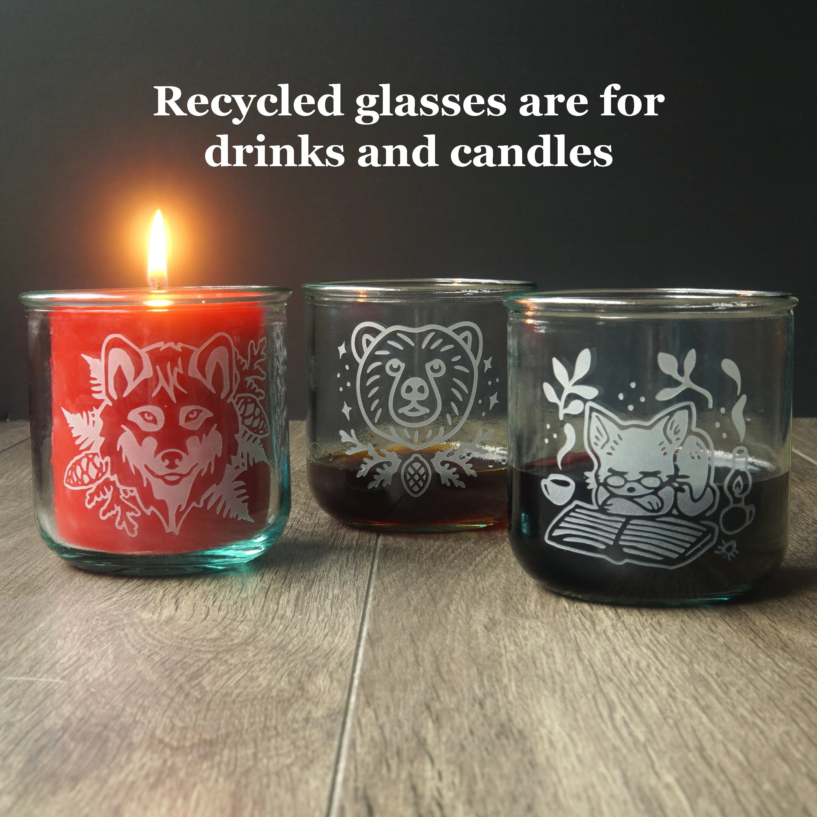 Rabbit Rustic Recycled Glass Candle Cup - Image 9