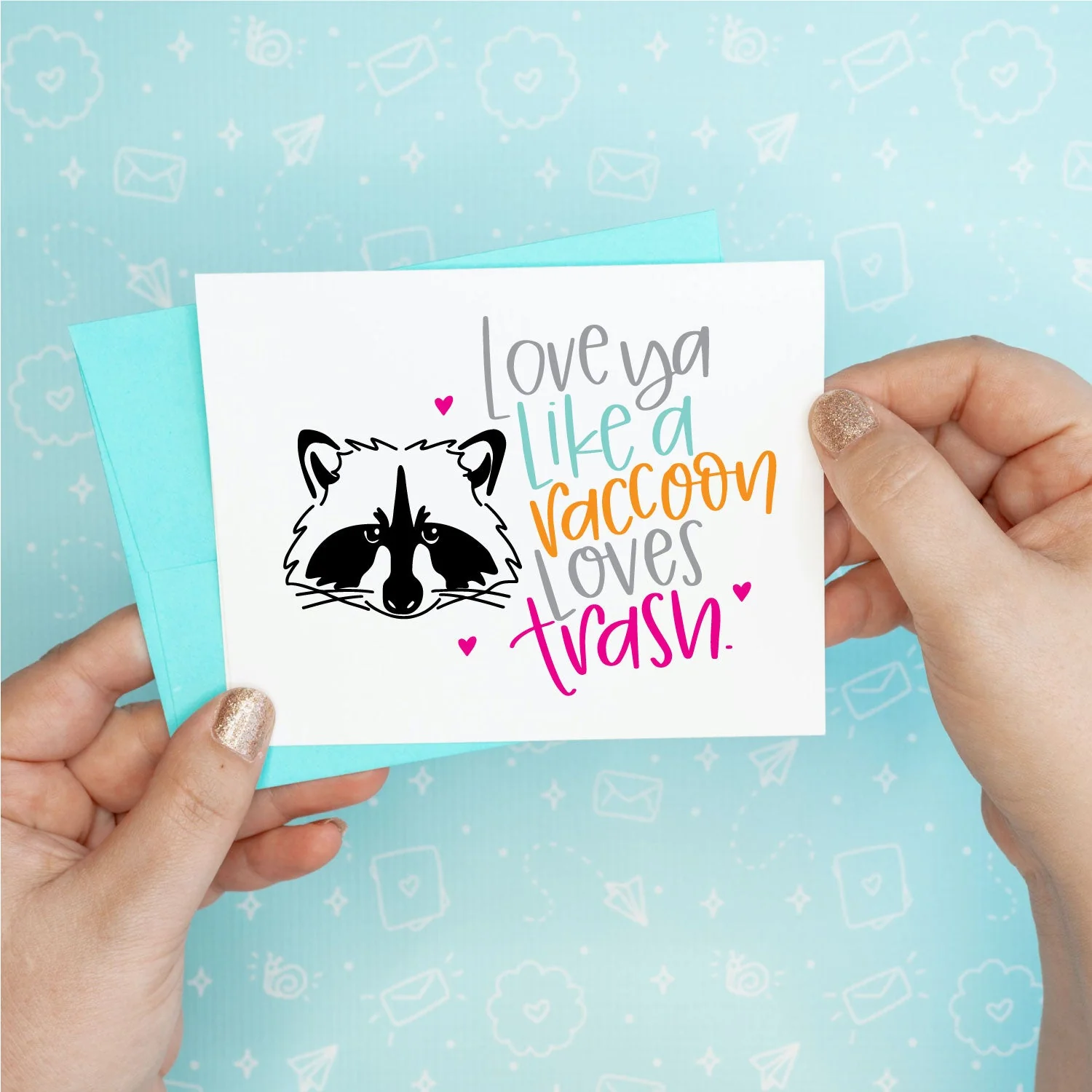 Raccoon Loves Trash Love Funny Greeting Card