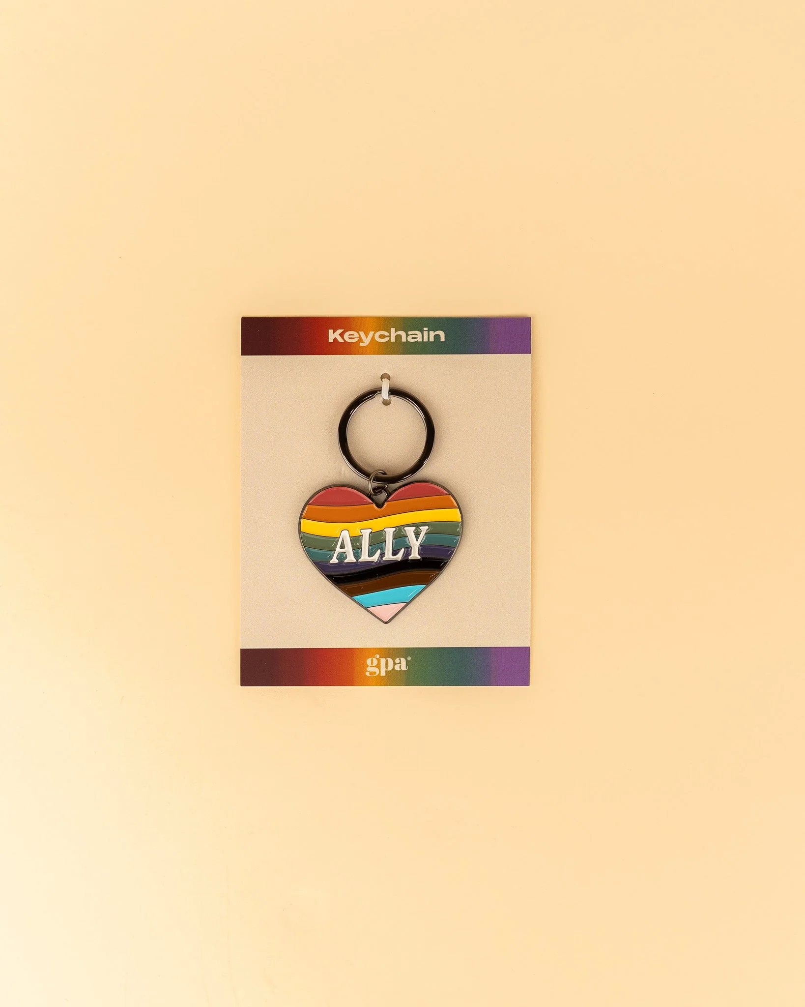 Rainbow Ally Heart Enamel Keychain - Image 2
