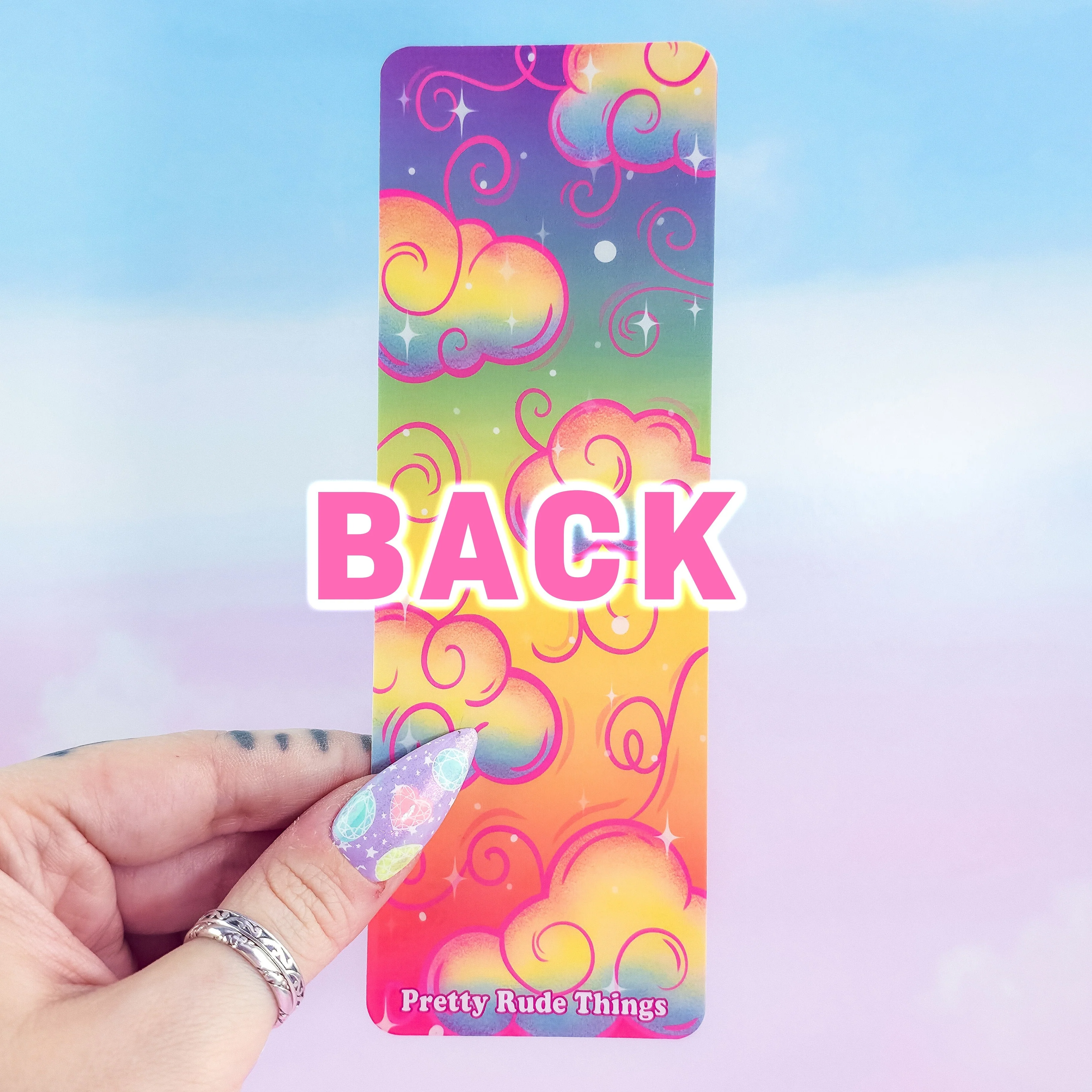 Rainbow Holographic Clouds Bookmark – Cute Colorful Bookmark, Book Lover Gift - Image 6