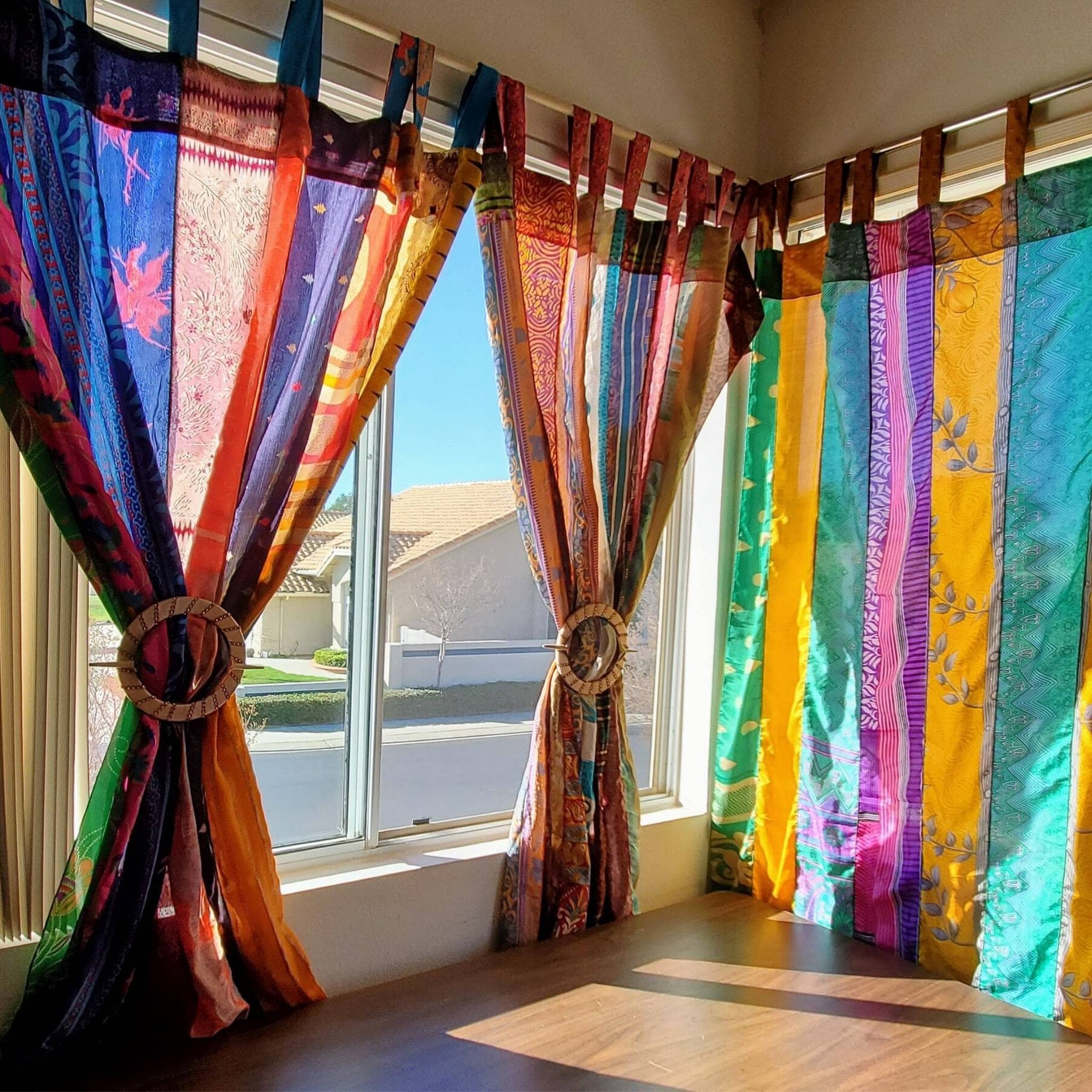 Rainbow Oasis Drapes – Upcycled Boho Curtains - Image 10