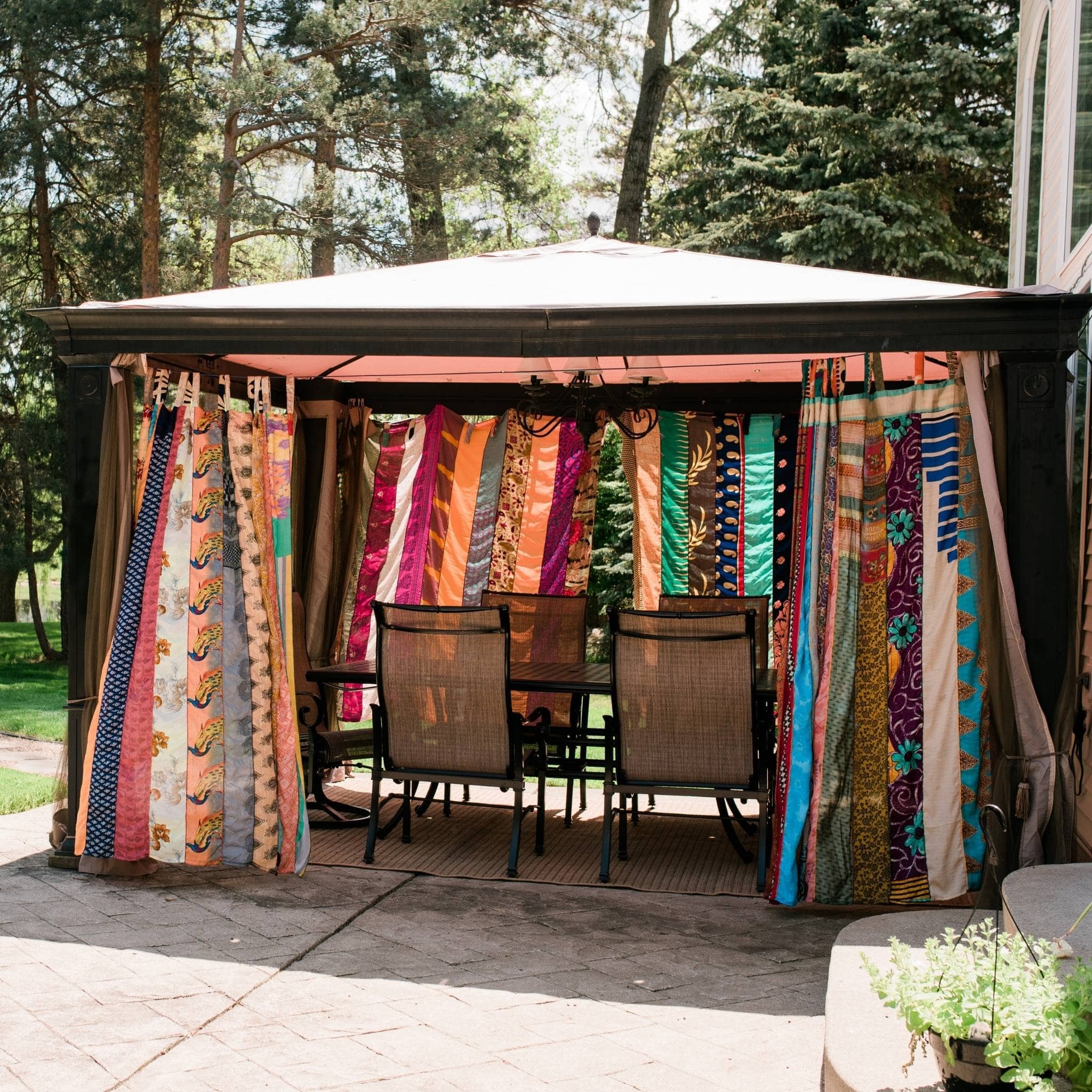 Rainbow Oasis Drapes – Upcycled Boho Curtains - Image 2