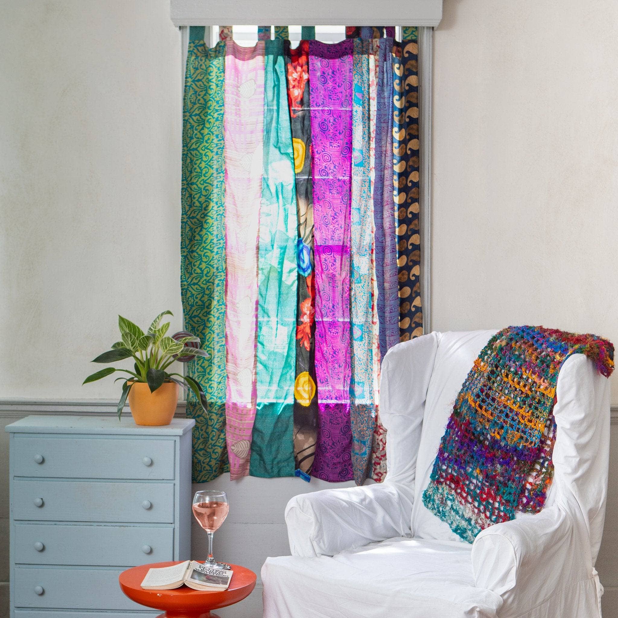 Rainbow Oasis Drapes – Upcycled Boho Curtains - Image 4