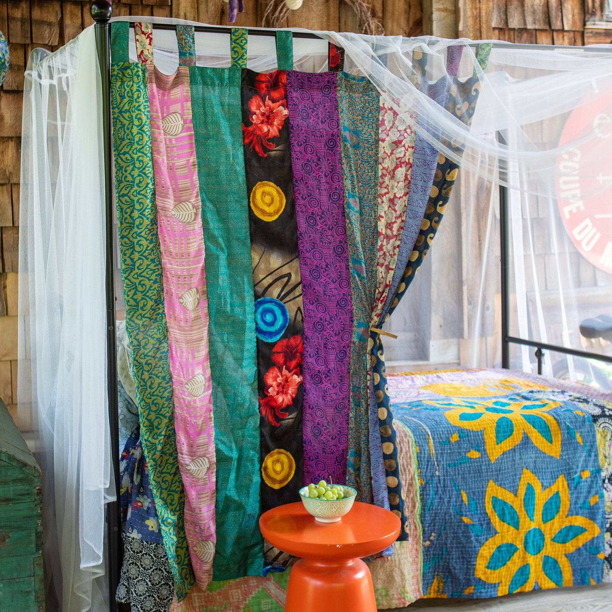 Rainbow Oasis Drapes – Upcycled Boho Curtains - Image 5
