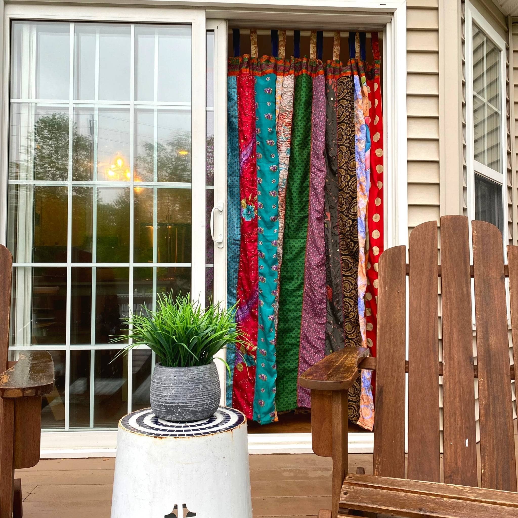 Rainbow Oasis Drapes – Upcycled Boho Curtains - Image 9