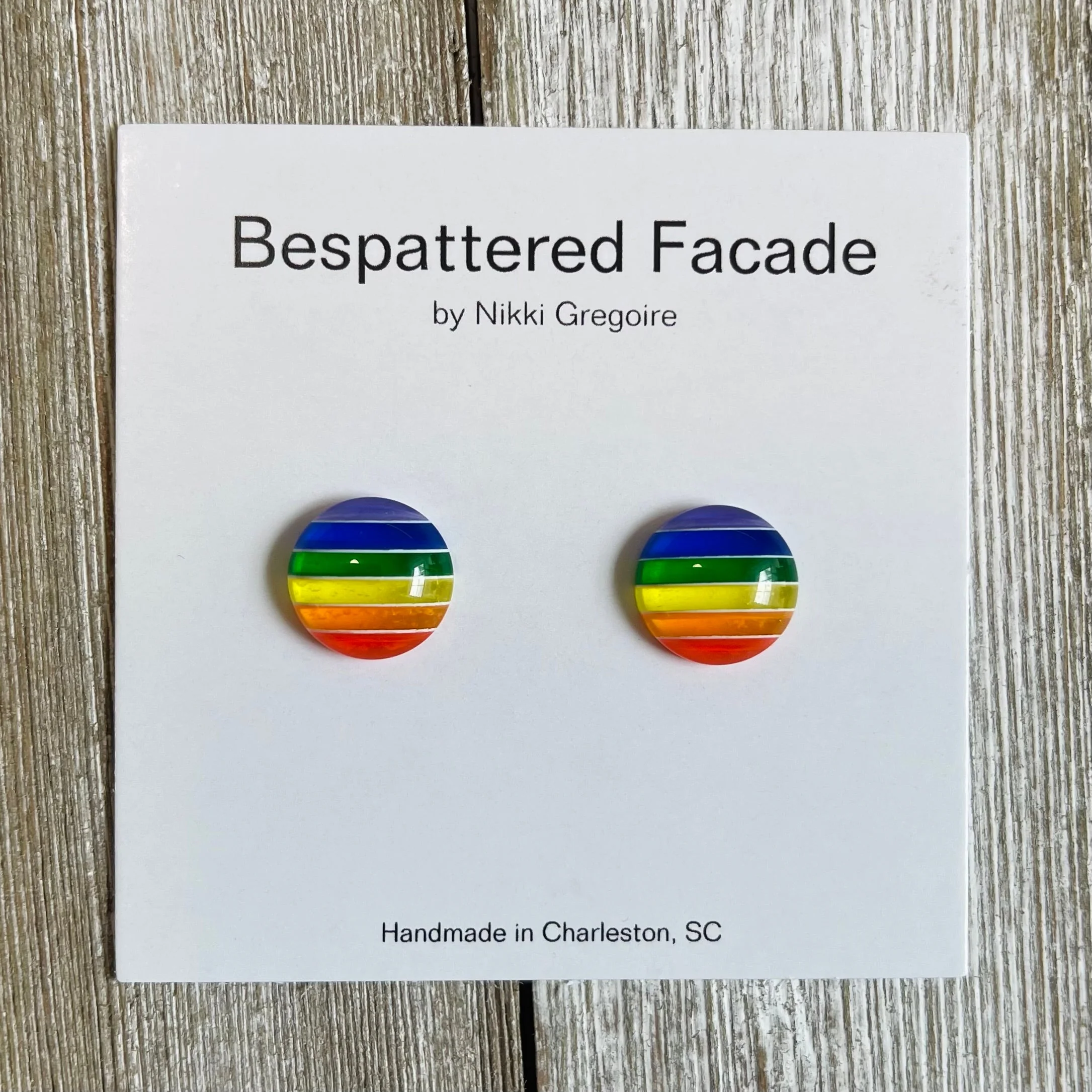 Rainbow Stripes Stud Earrings - Image 2
