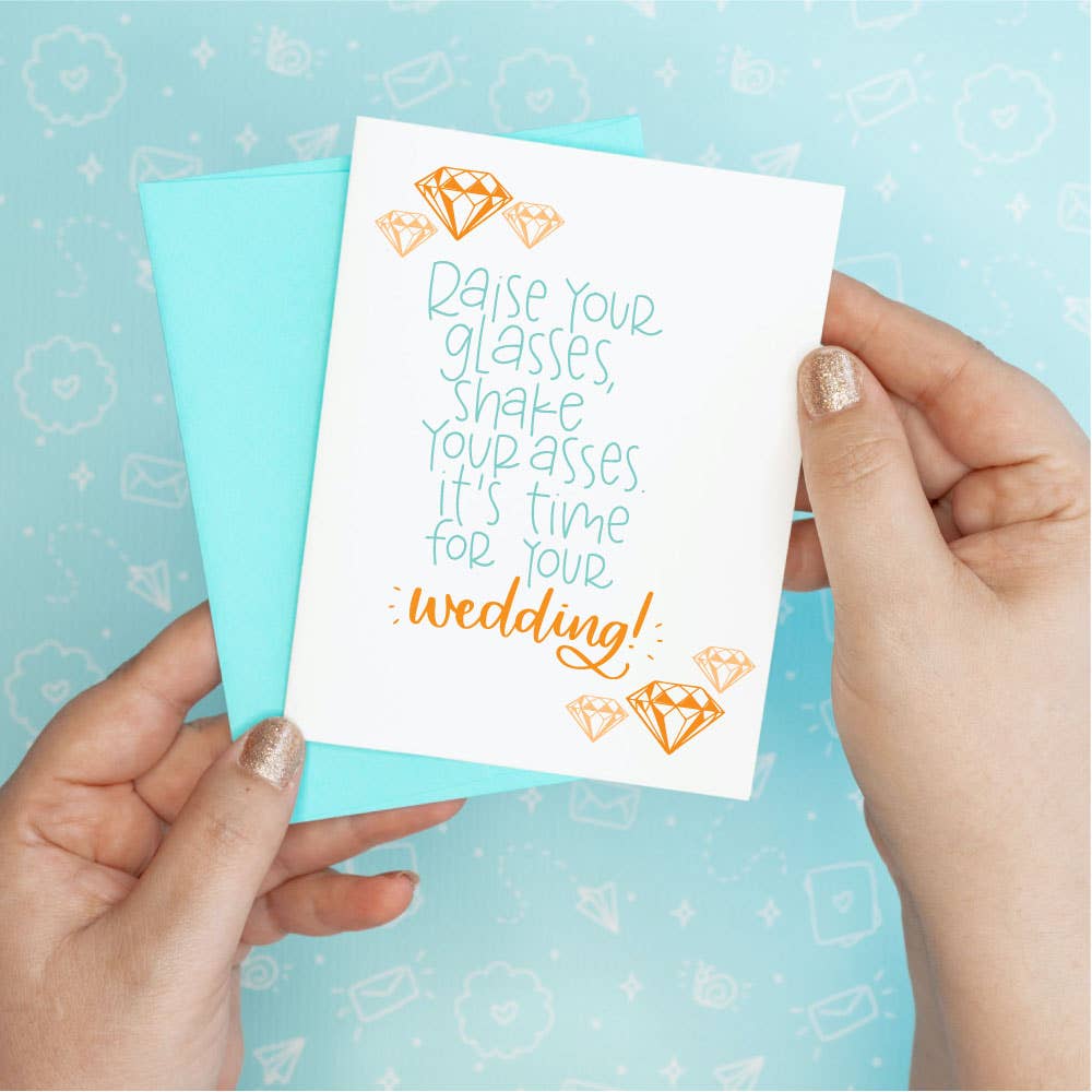 Raise Your Glasses Wedding Funny Greeting Card