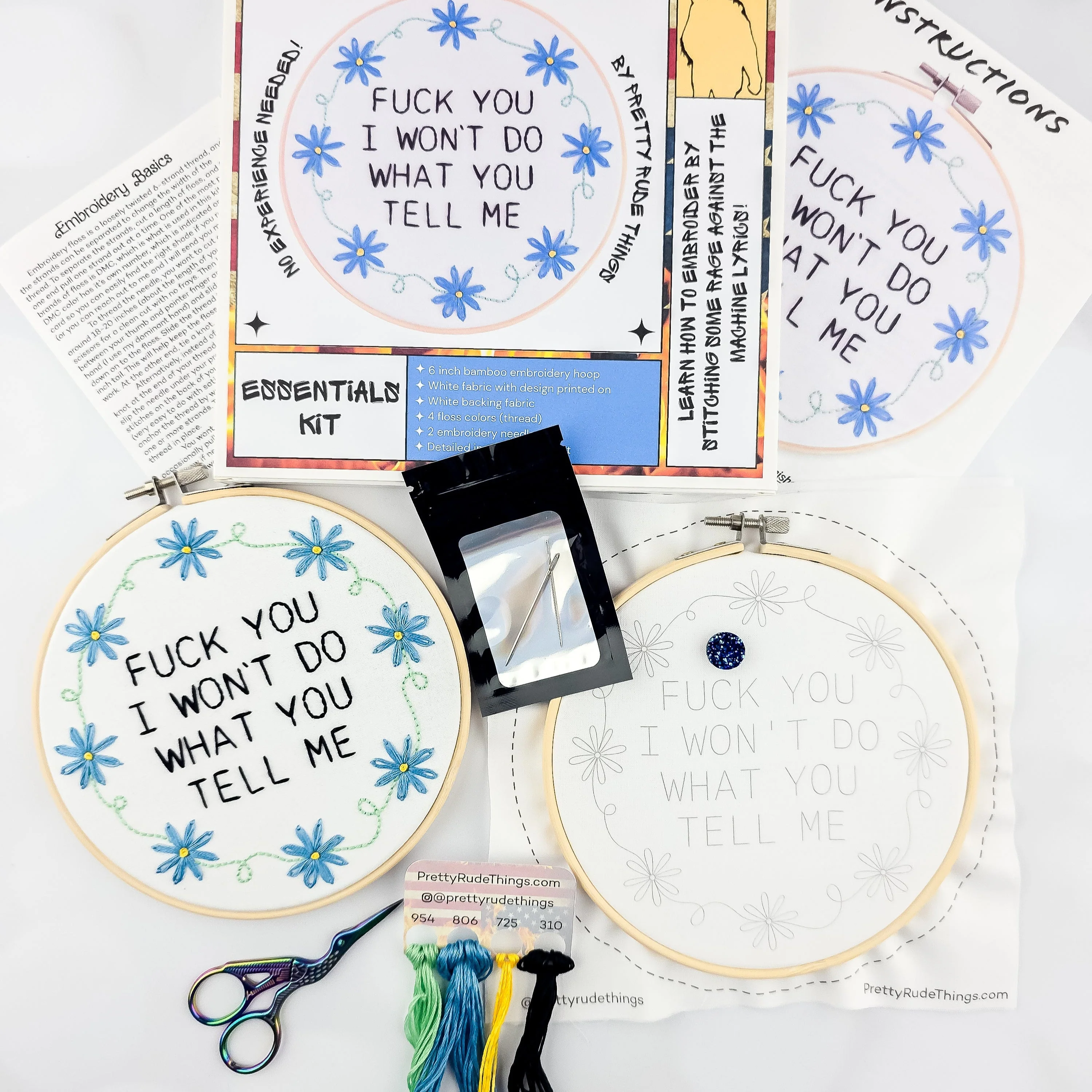 RATM Embroidery Kit - Fuck you I won't do what you tell me - Image 2