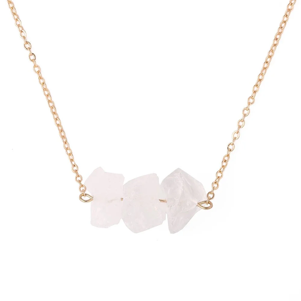Raw crystal gold necklace | Amethyst nugget | Citrine necklace| Rose quartz necklace - Image 3