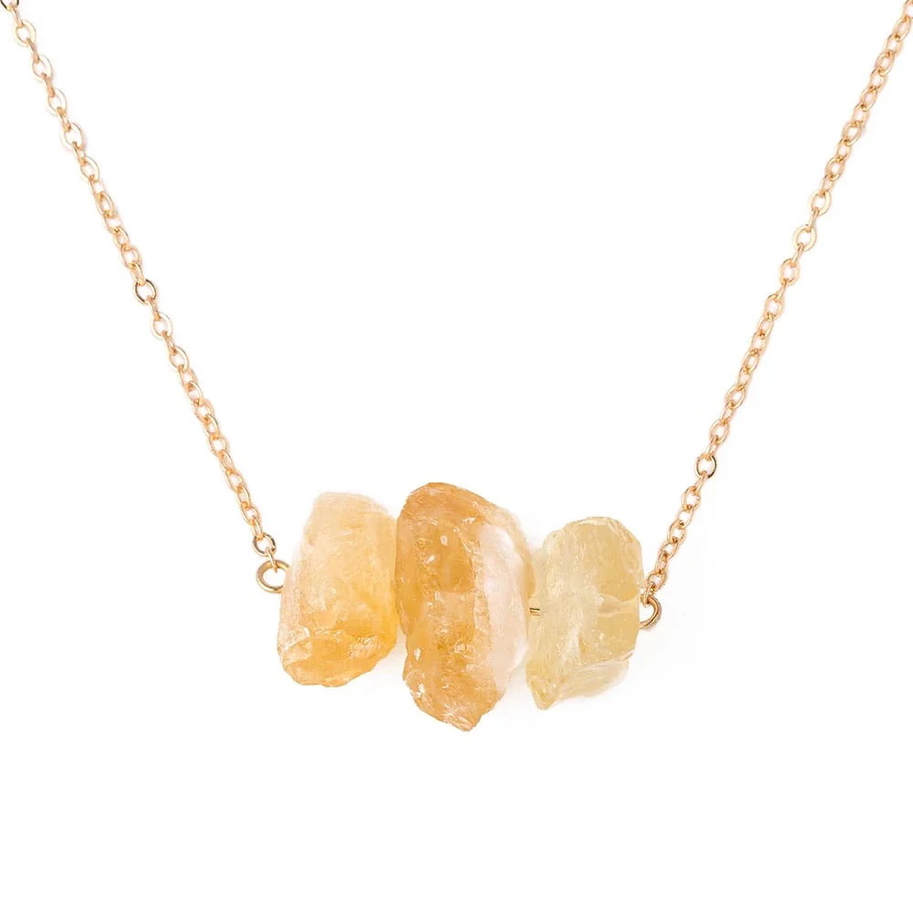 Raw crystal gold necklace | Amethyst nugget | Citrine necklace| Rose quartz necklace - Image 4