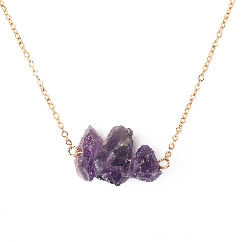 Raw crystal gold necklace | Amethyst nugget | Citrine necklace| Rose quartz necklace - Image 6