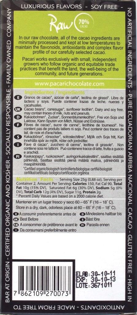 Raw Unroasted Organic Chocolate Bar 70% - Image 3