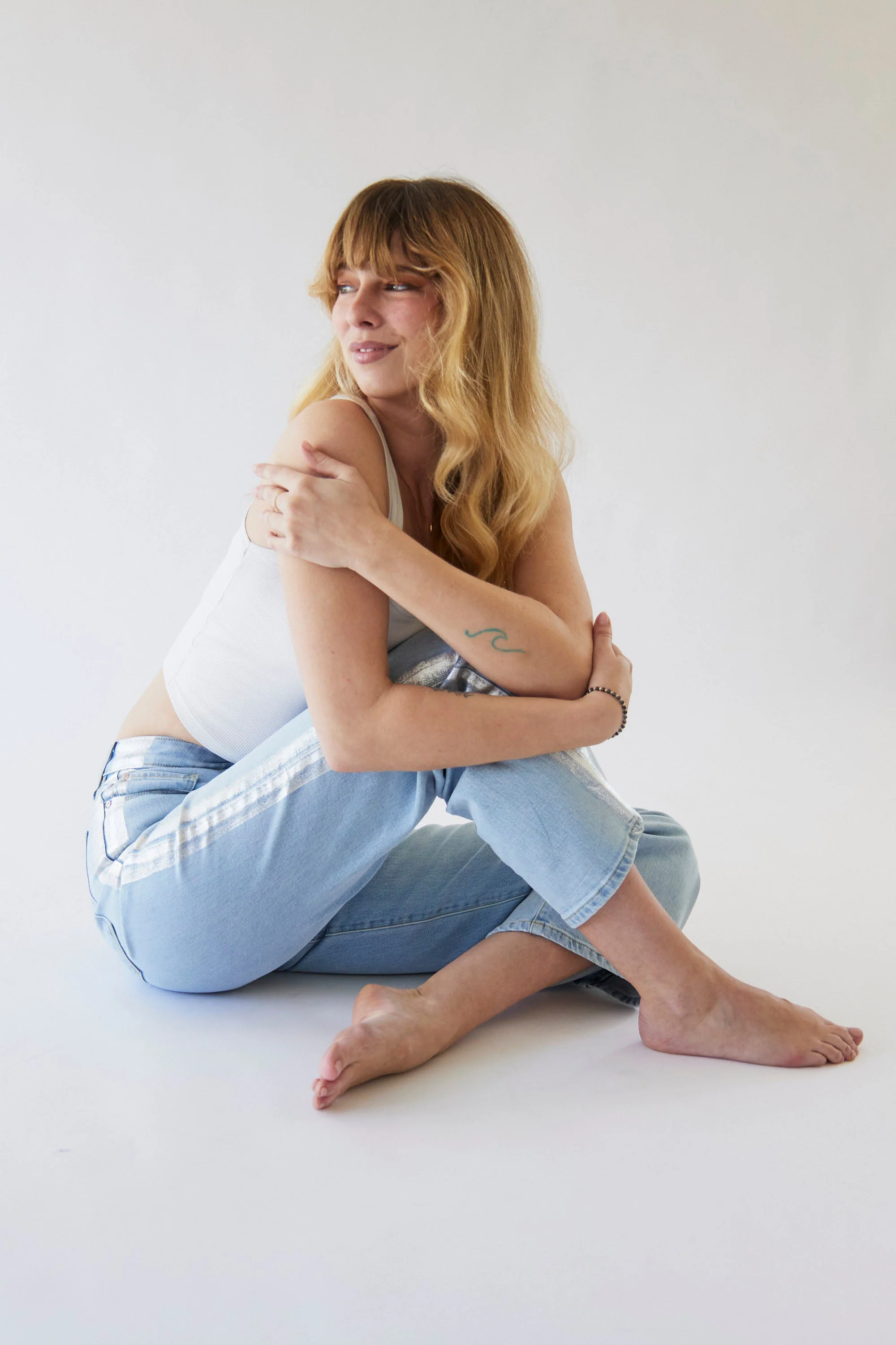 Rebel Wide Leg In Noa Wash w/ Silver Tuxedo Stripe - Image 4