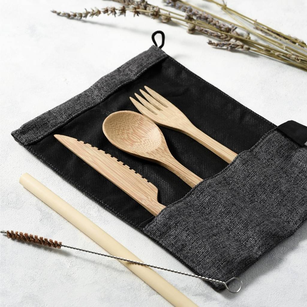Reusable Bamboo Cutlery Set - Handmade & Eco-Friendly Pack - Image 2