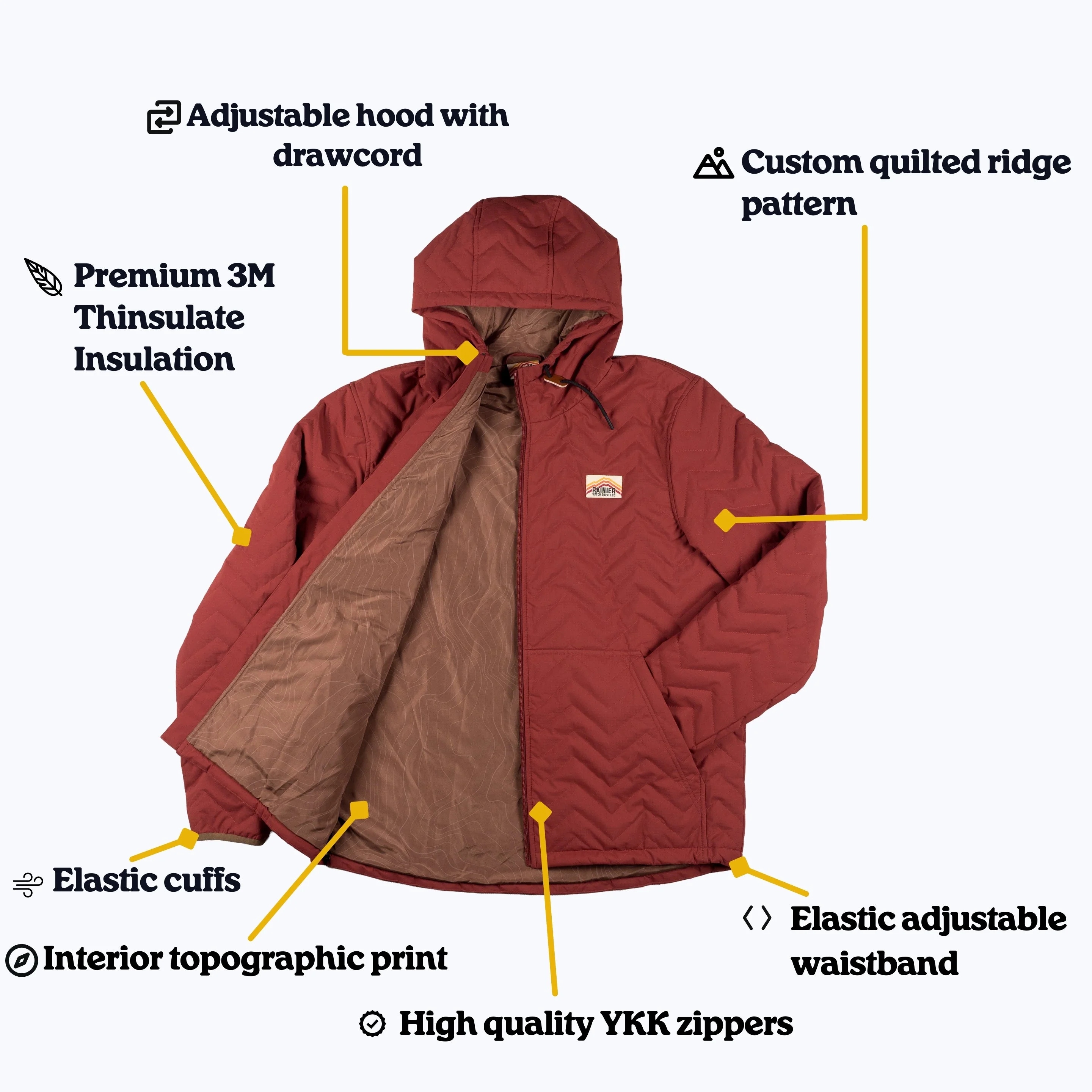 Ridgeline Micro-Puffer Quilted Hooded Jacket – Red - Image 3