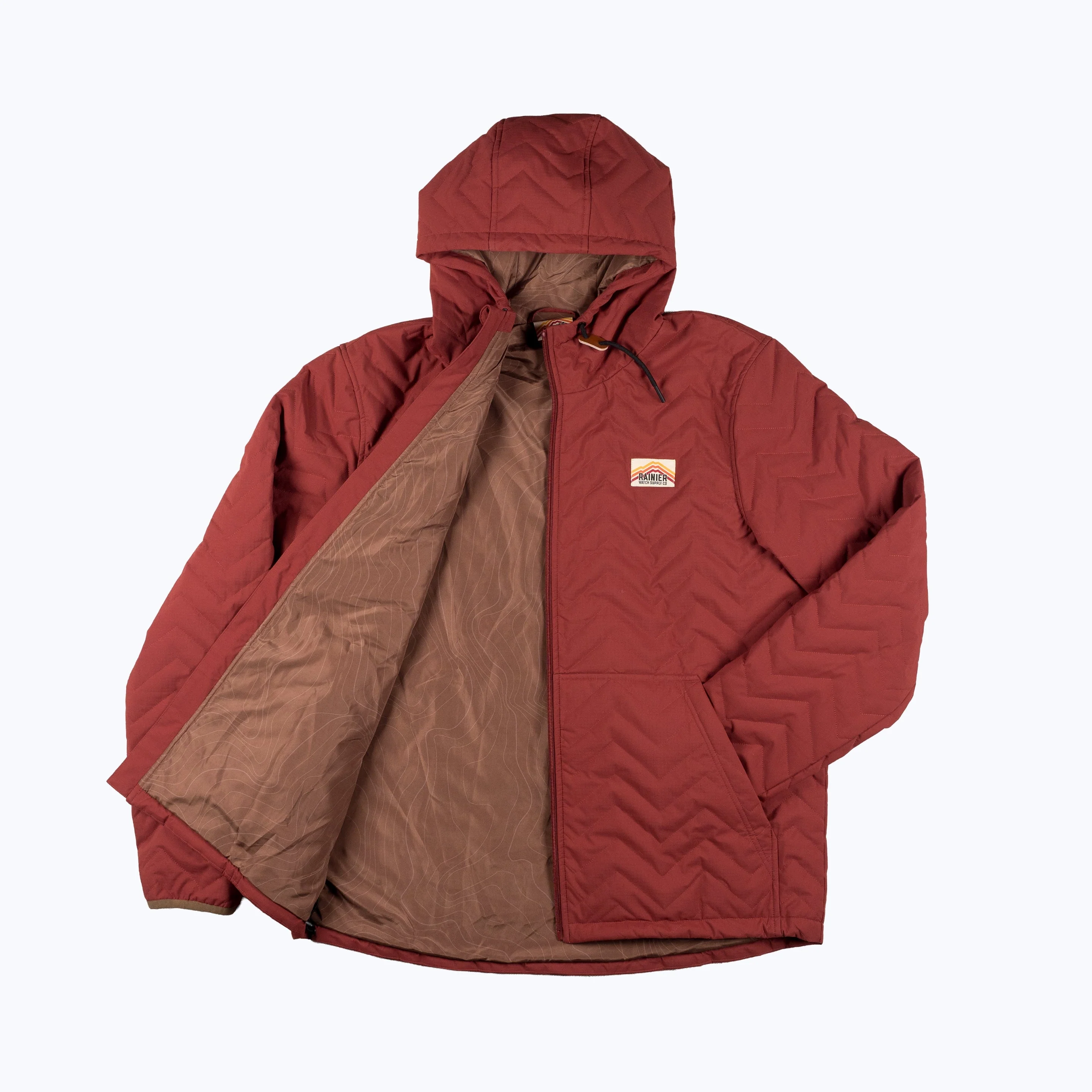 Ridgeline Micro-Puffer Quilted Hooded Jacket – Red - Image 7