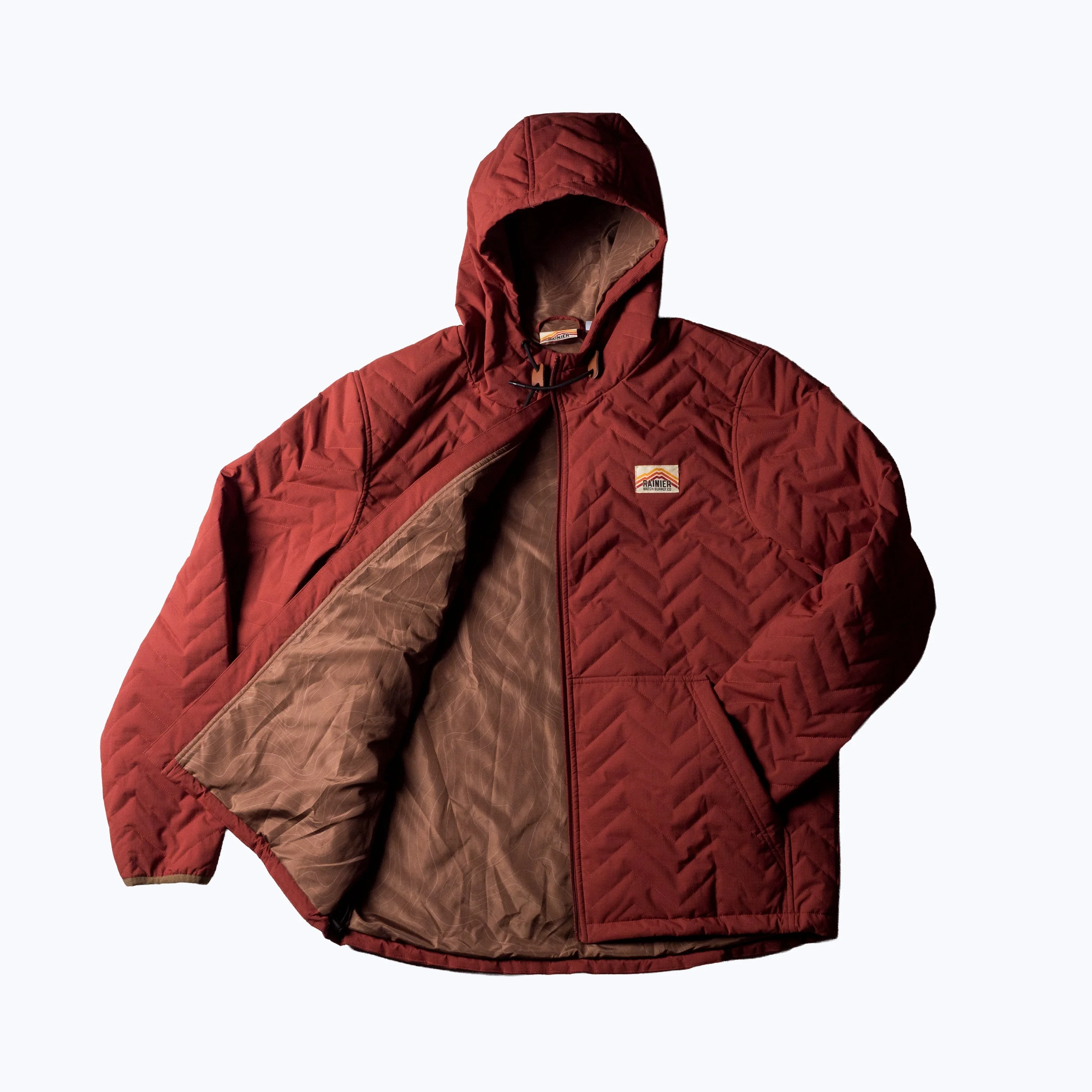 Ridgeline Micro-Puffer Quilted Hooded Jacket – Red - Image 9