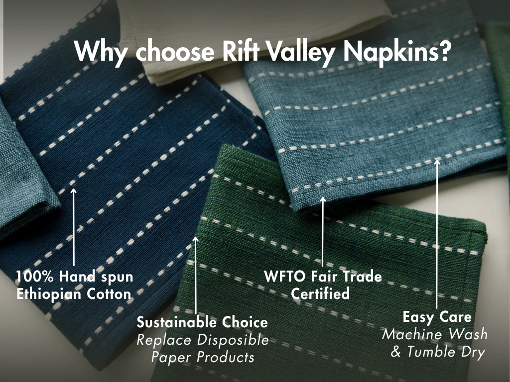 Rift Valley Handwoven Ethiopian Cotton Cocktail Napkins | Set of 2 - Image 2